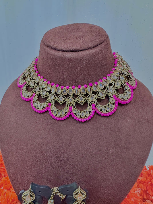 Hot pink mehandi choker set