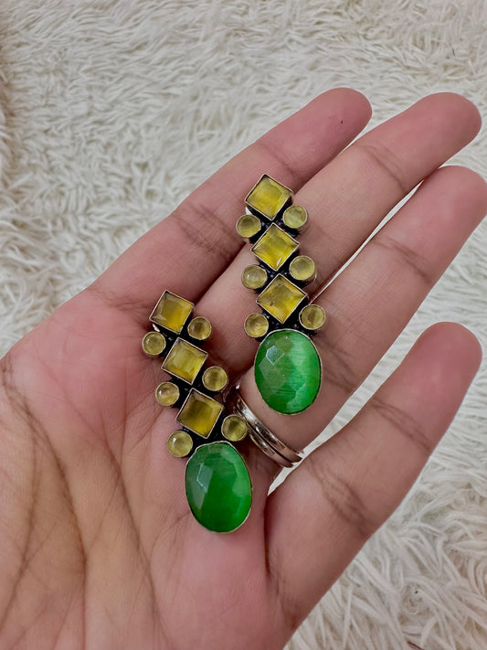 Yellow x green earrings
