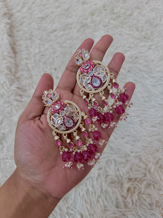 Hot pink dreamcatcher earrings