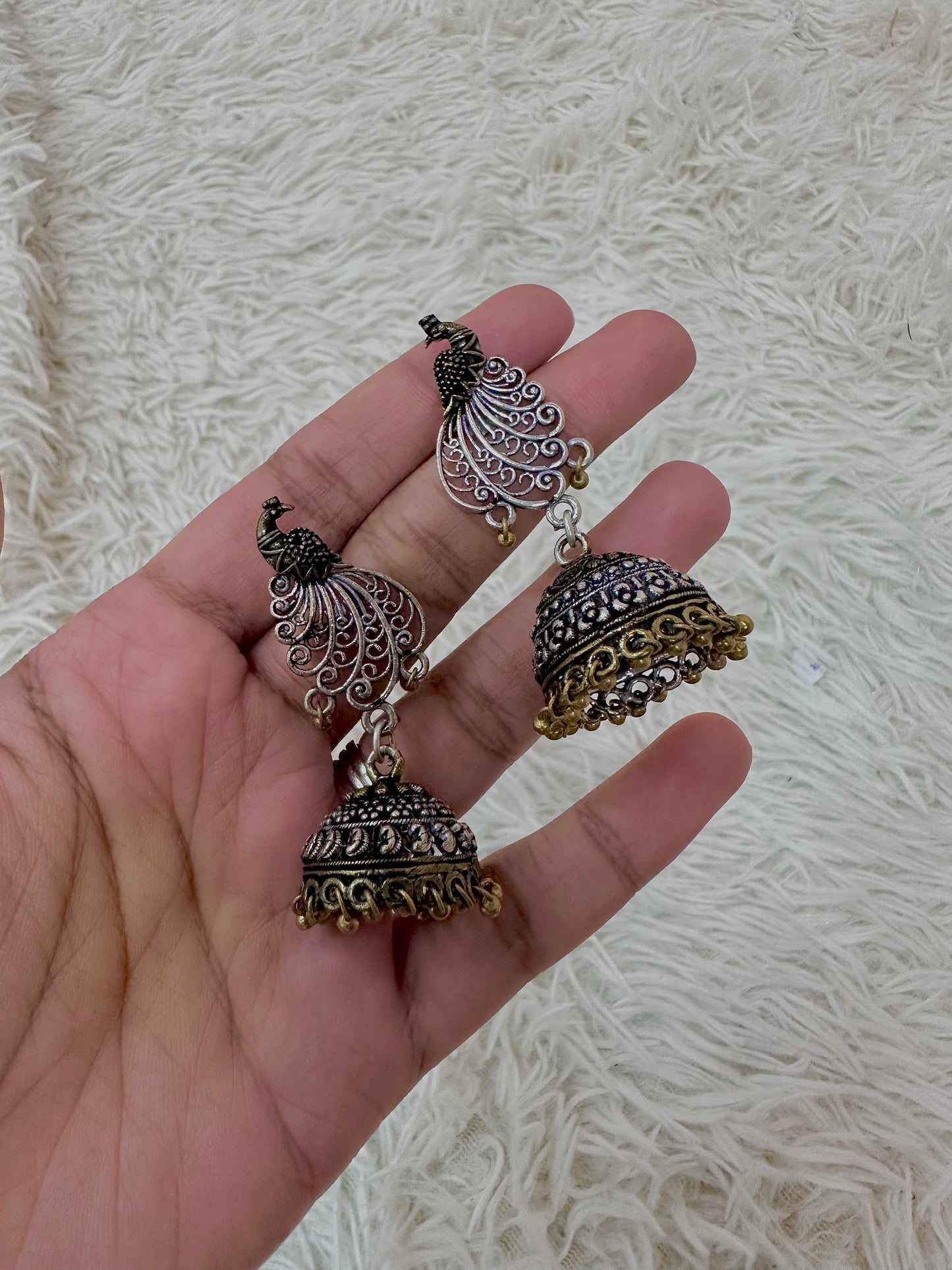 Oxidised silver jumka