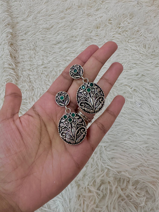 Oxidised silver earrings