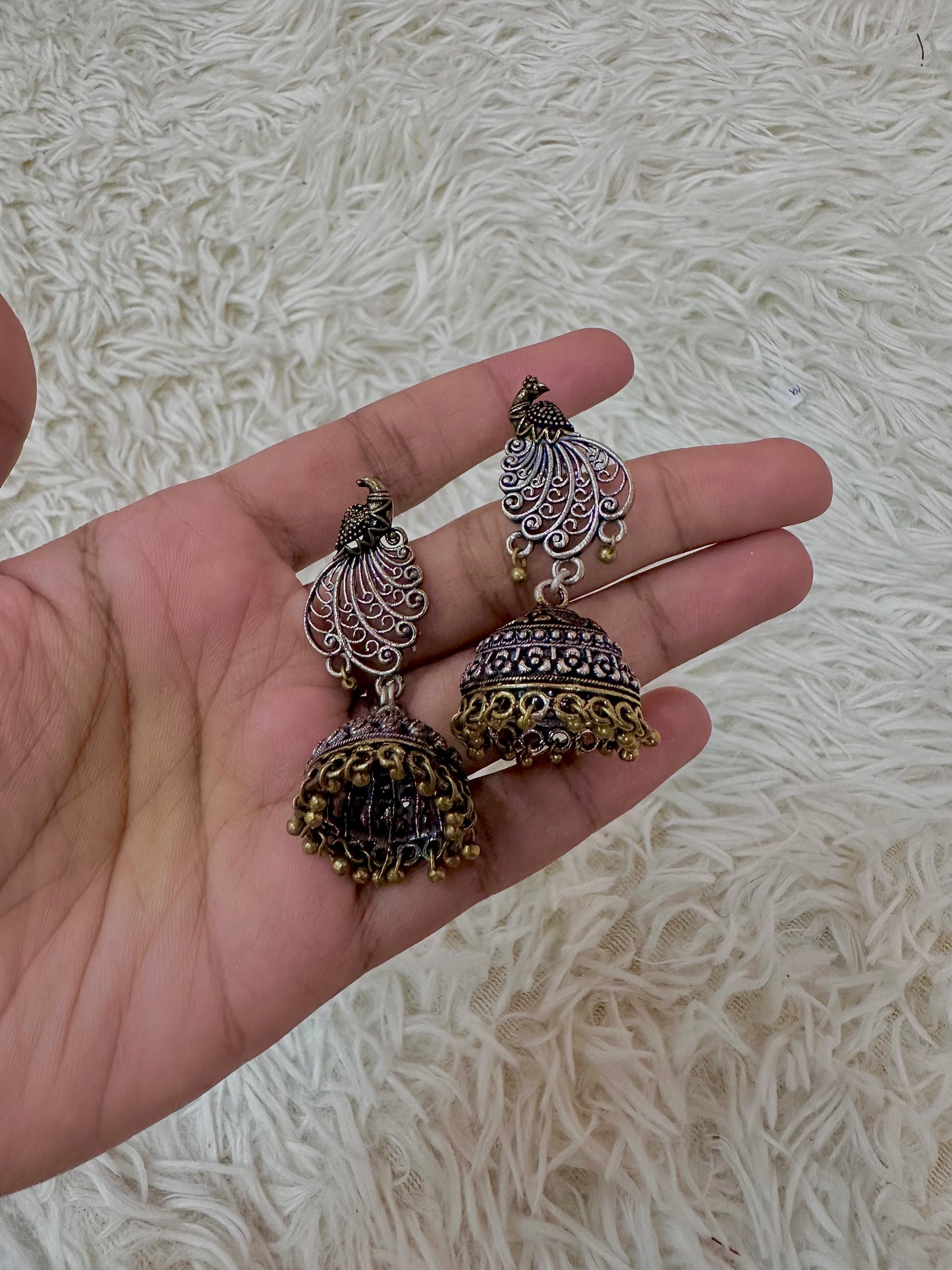 Oxidised silver jumka