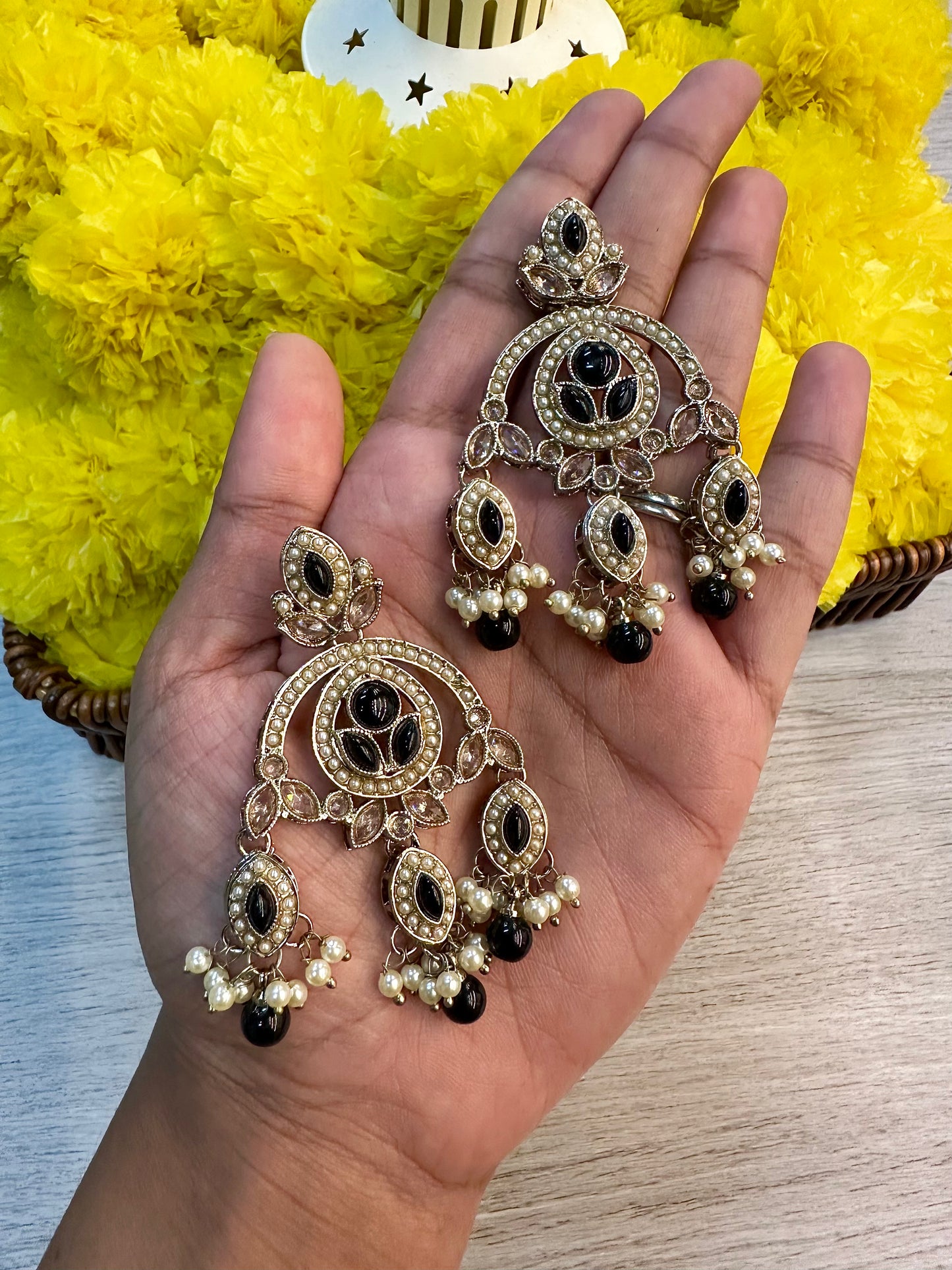 Black mehandi earrings