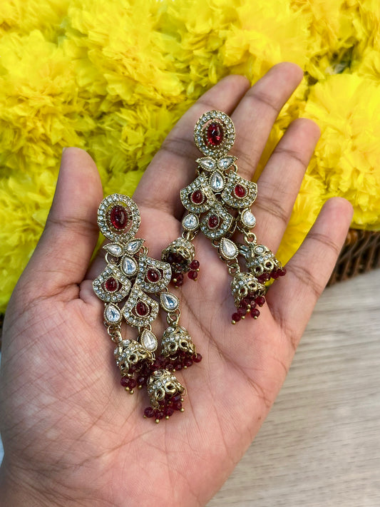 Maroon dreamcatcher earrings