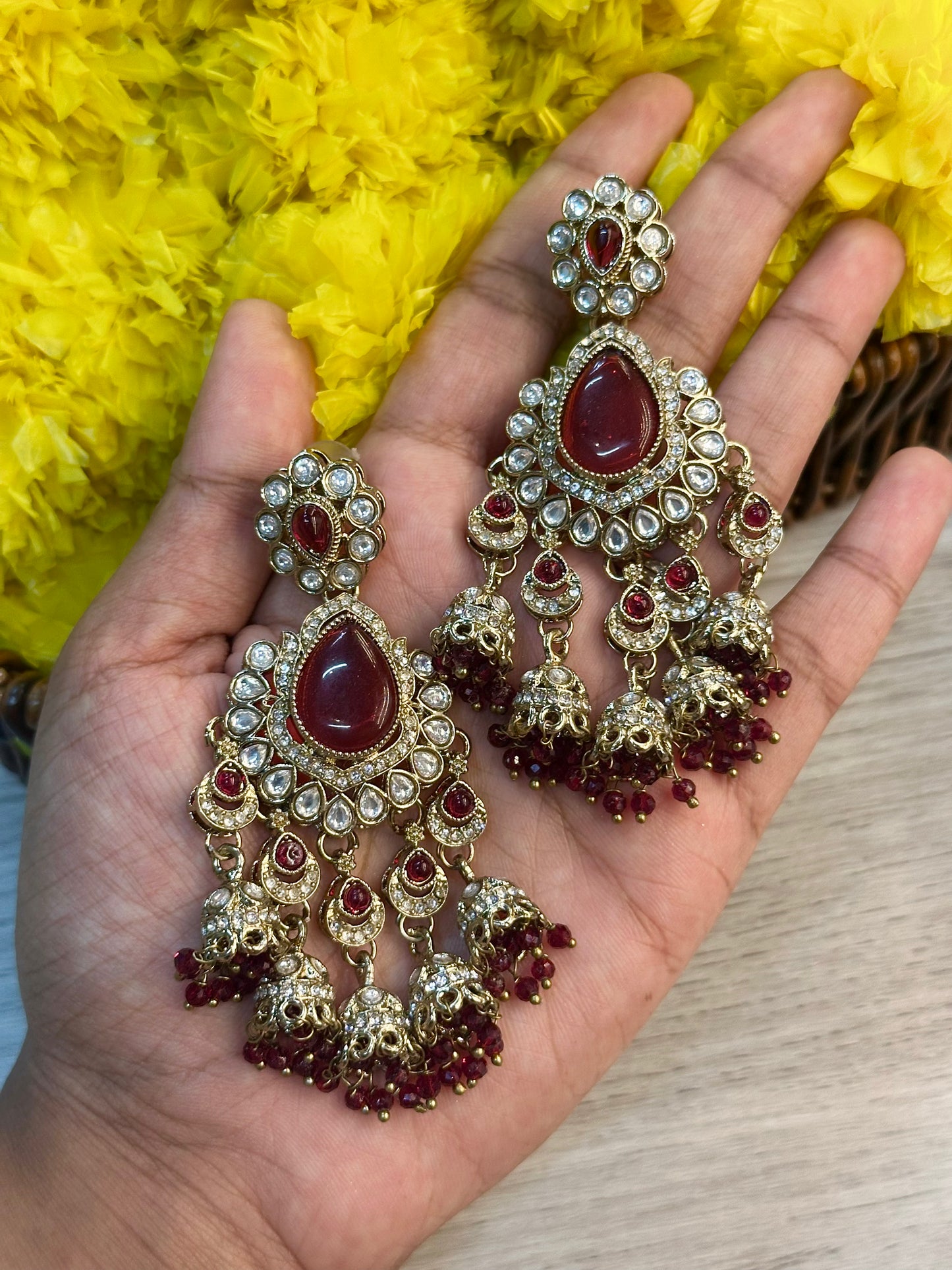 Maroon droplet earrings