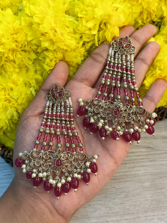 Hot pink chain earrings