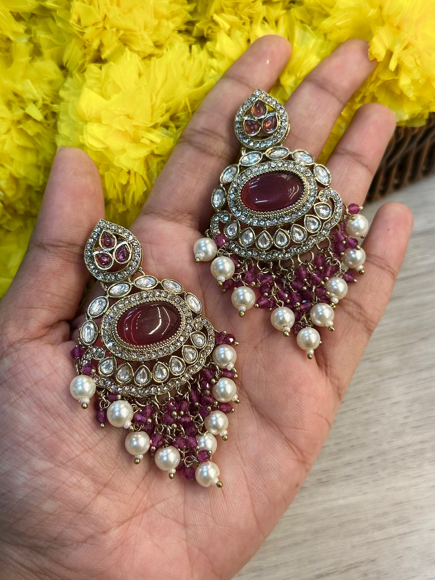 Maroon raindrop earrings
