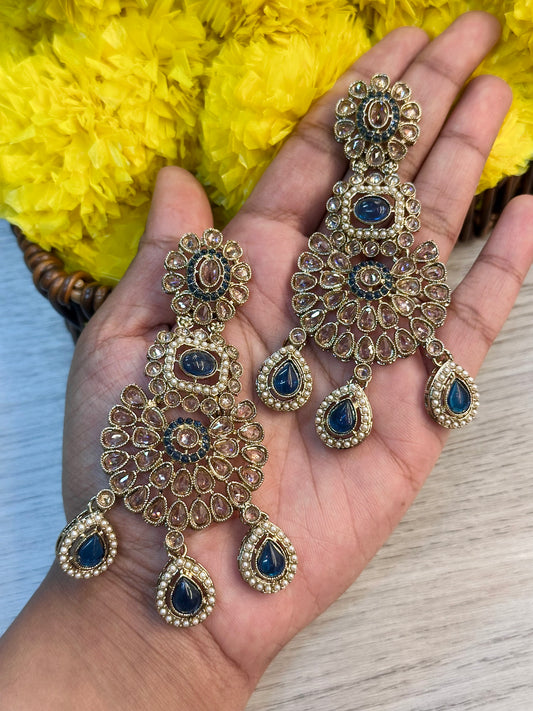 Dark blue statement earrings