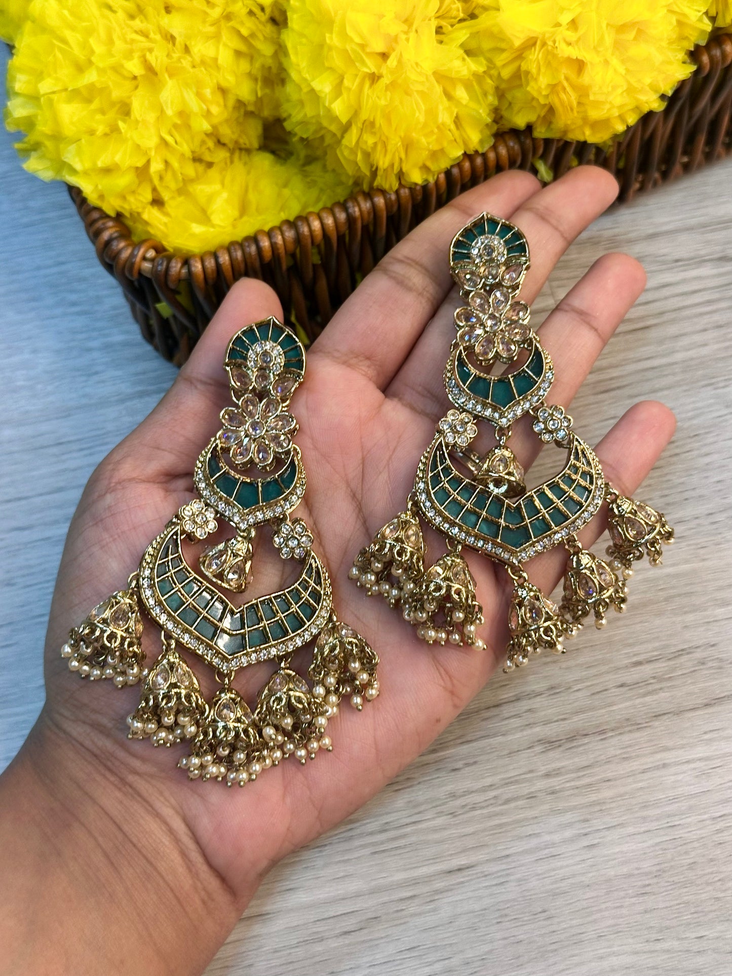 Emerald statement earrings