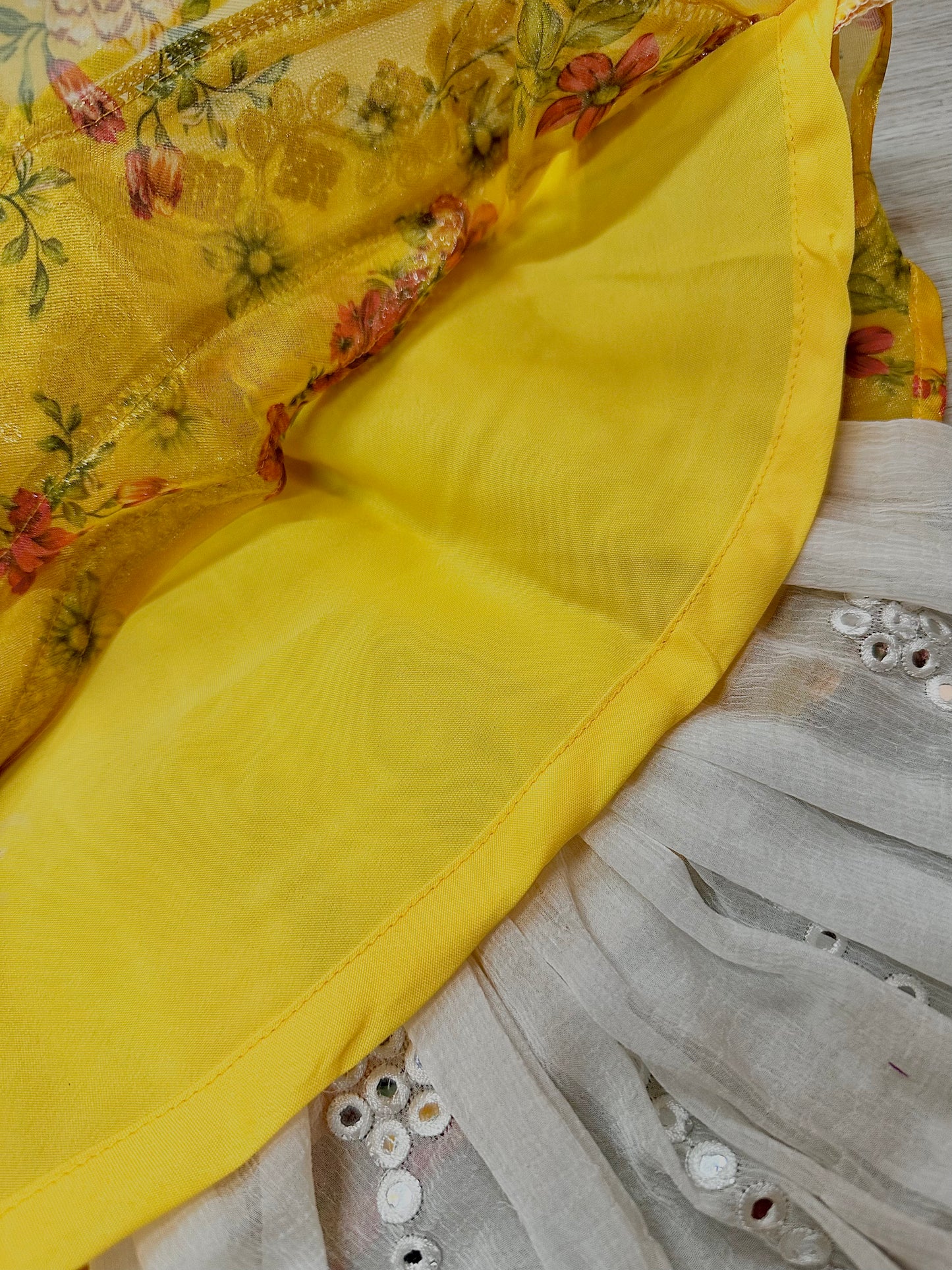 Rustic brown x yellow floral lehenga