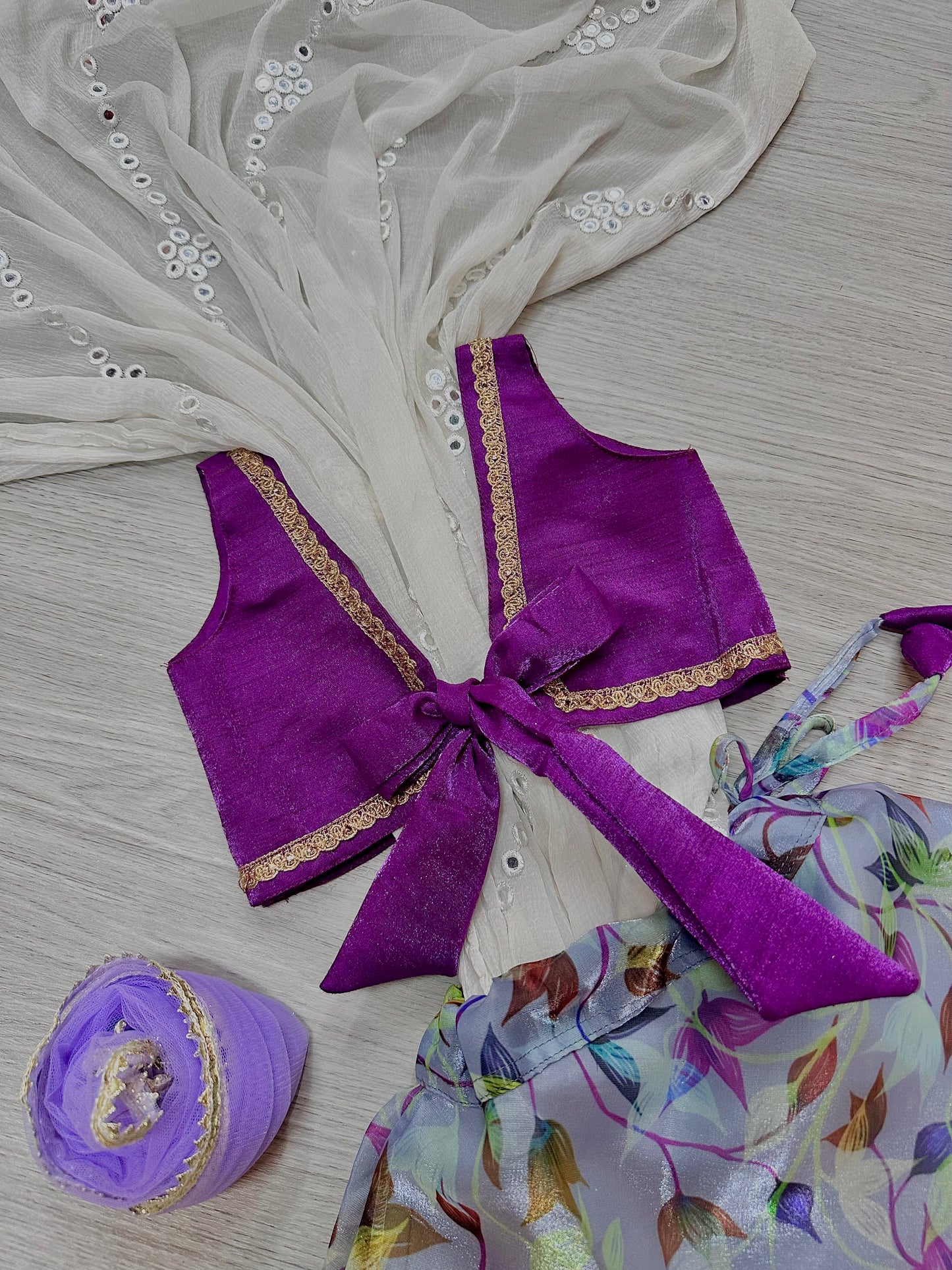 Purple x blue floral lehenga