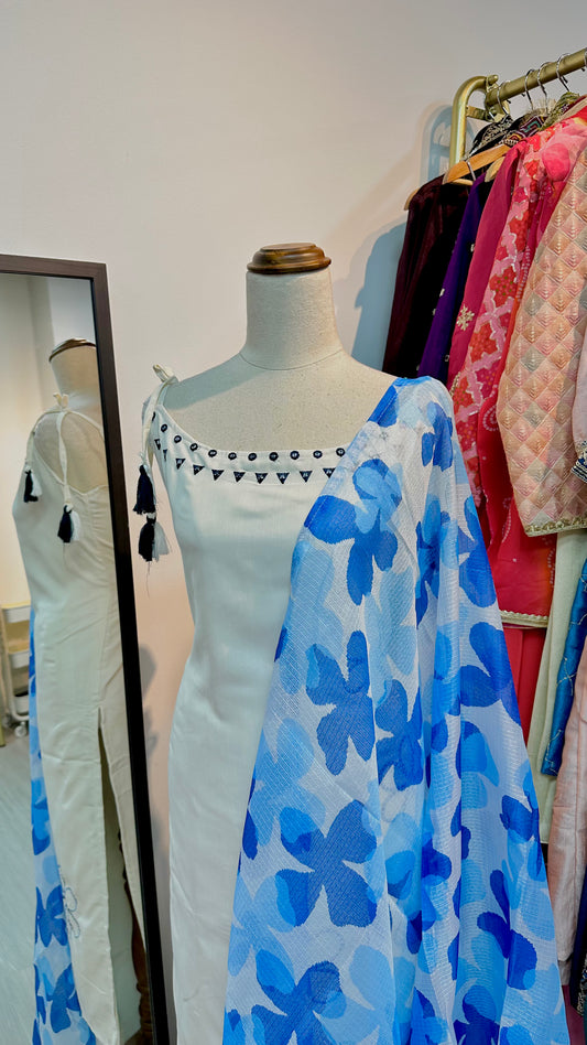Blue white kurti set