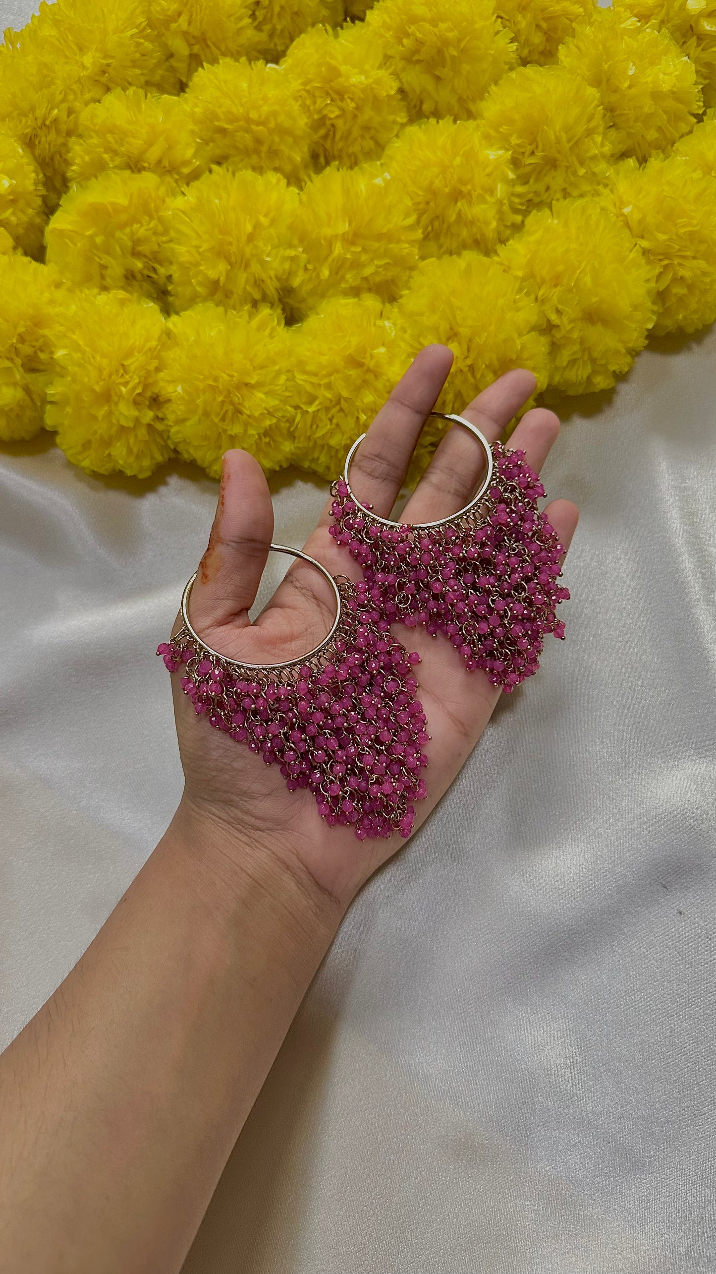 Hot pink loop earrings
