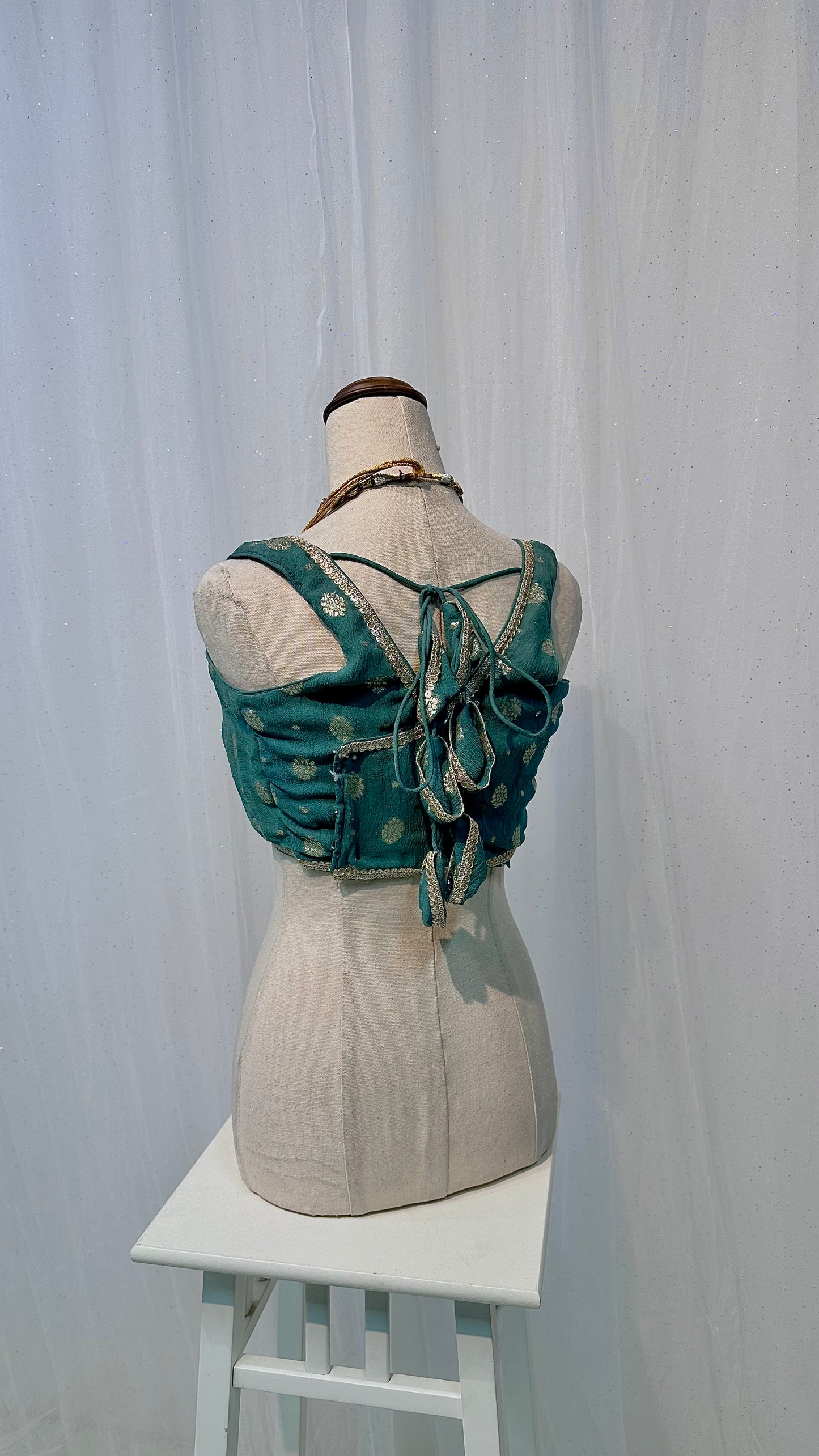 Dusty blue banaras blouse