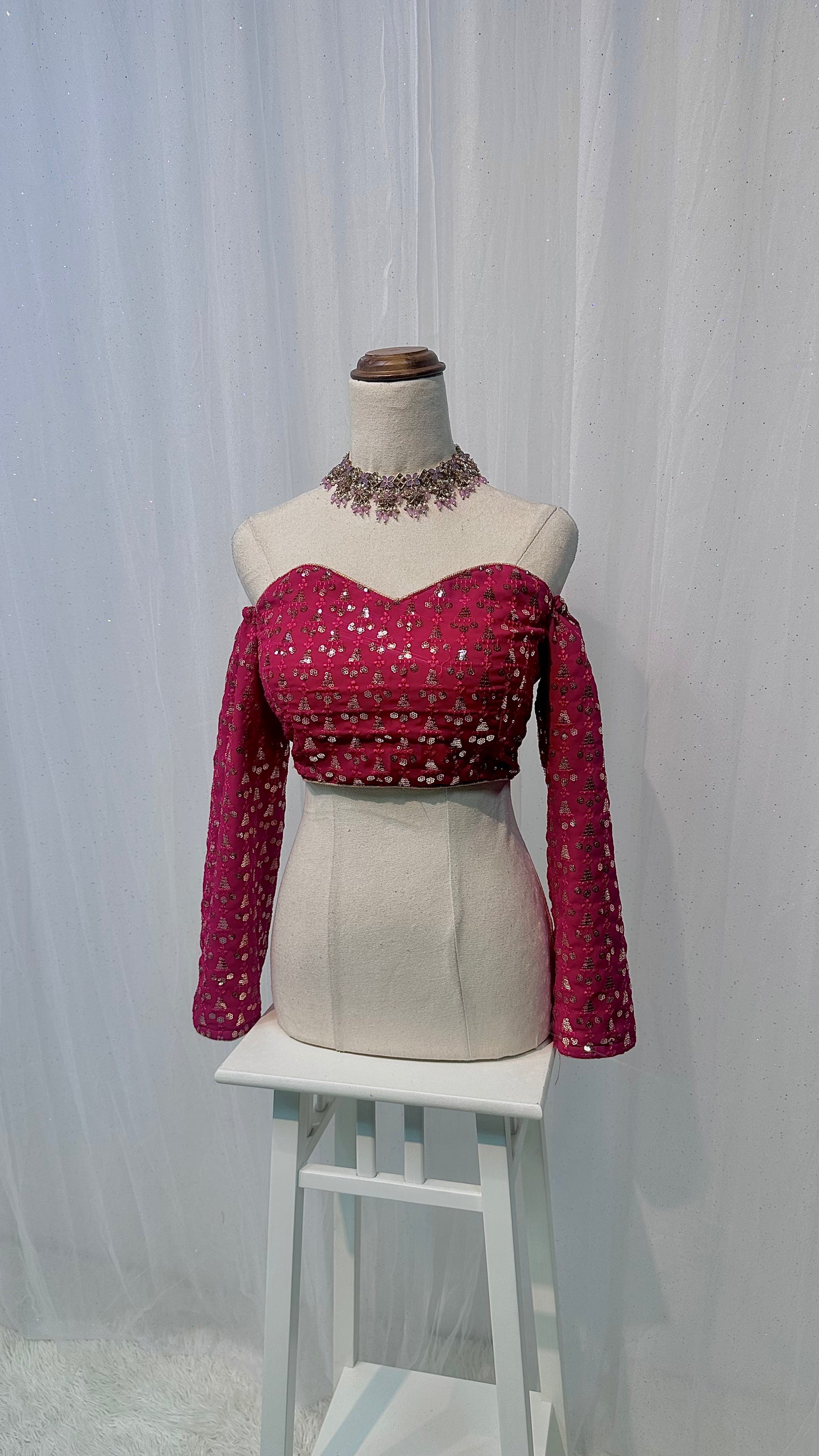 Off shoulder pink blouse