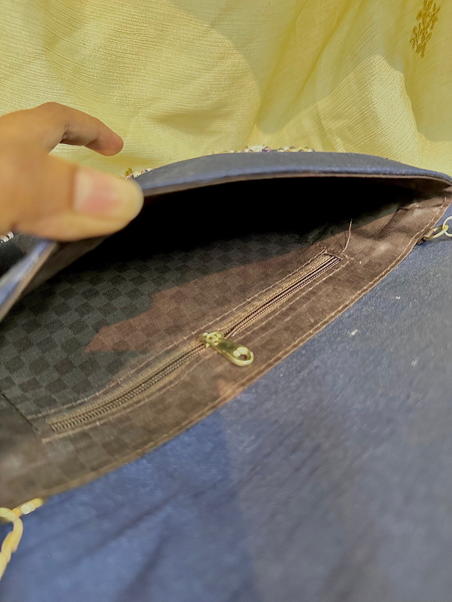 Blue seashell clutch