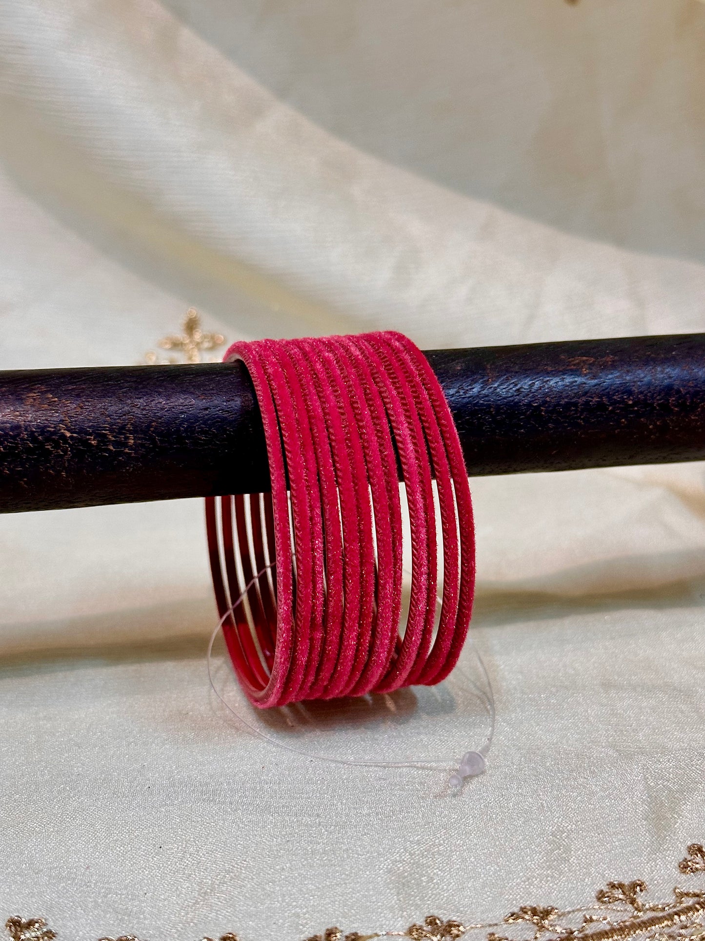 2.4 flamingo pink velvet bangles