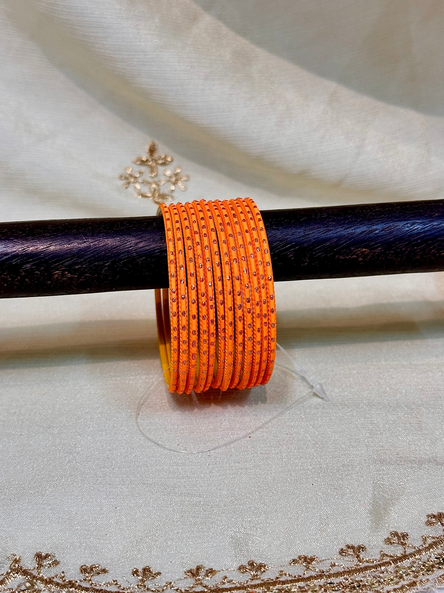 2.4 lava orange shimmer bangles