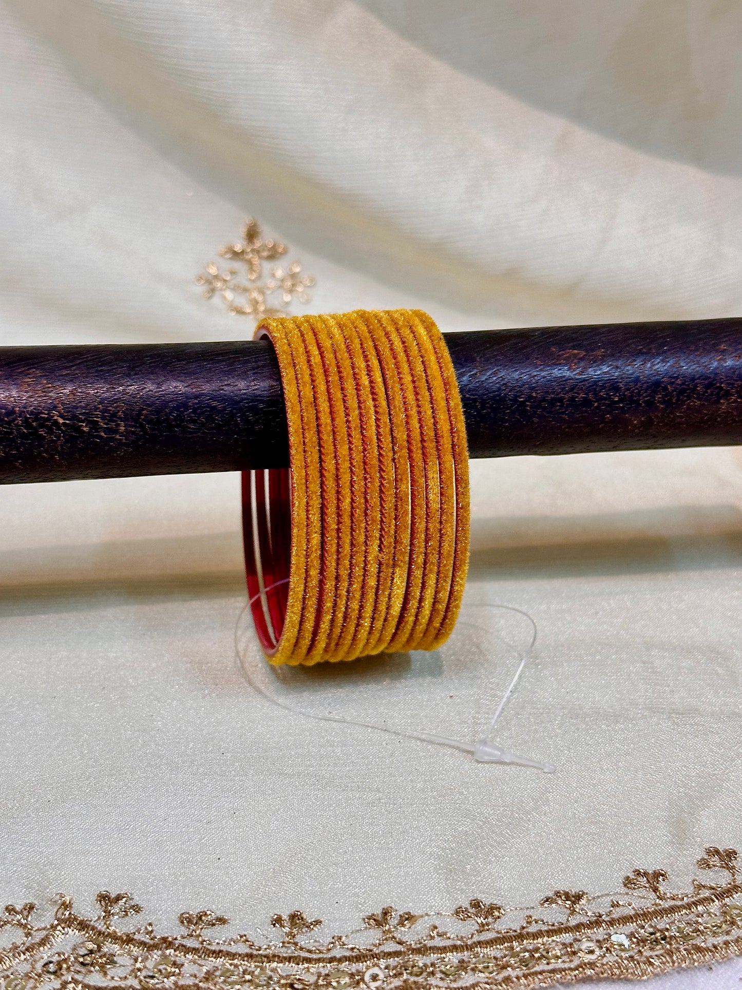 2.4 apricot velvet bangles