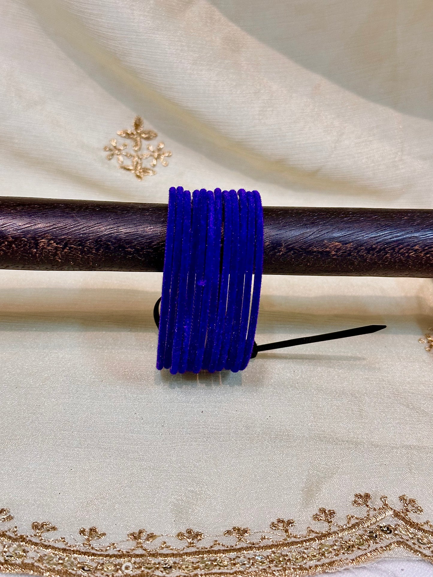 2.4 azure blue velvet bangles