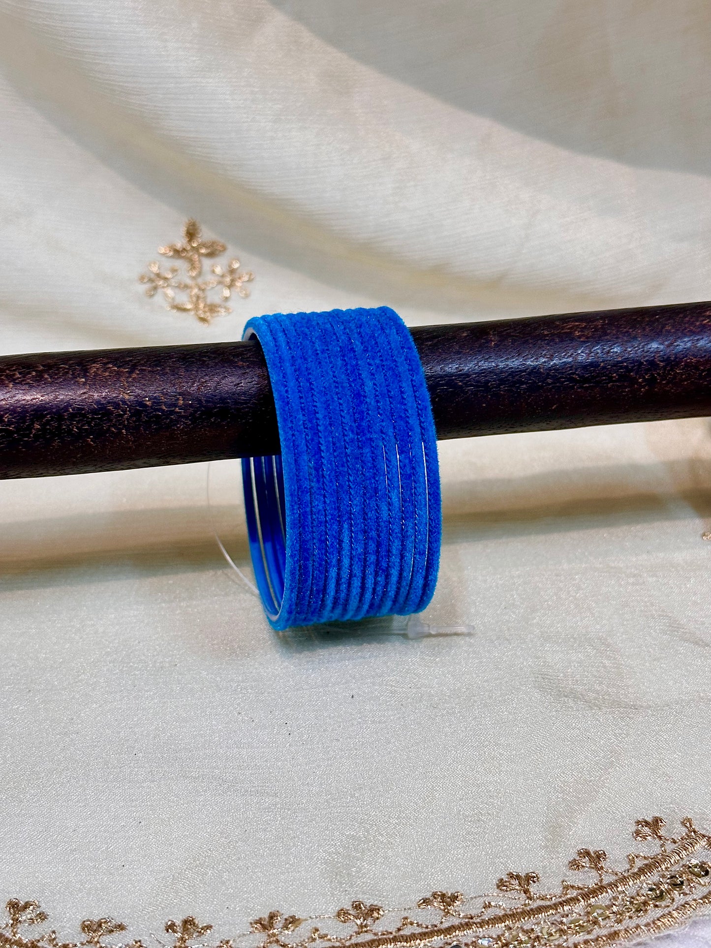 2.4 cerulean blue velvet bangles