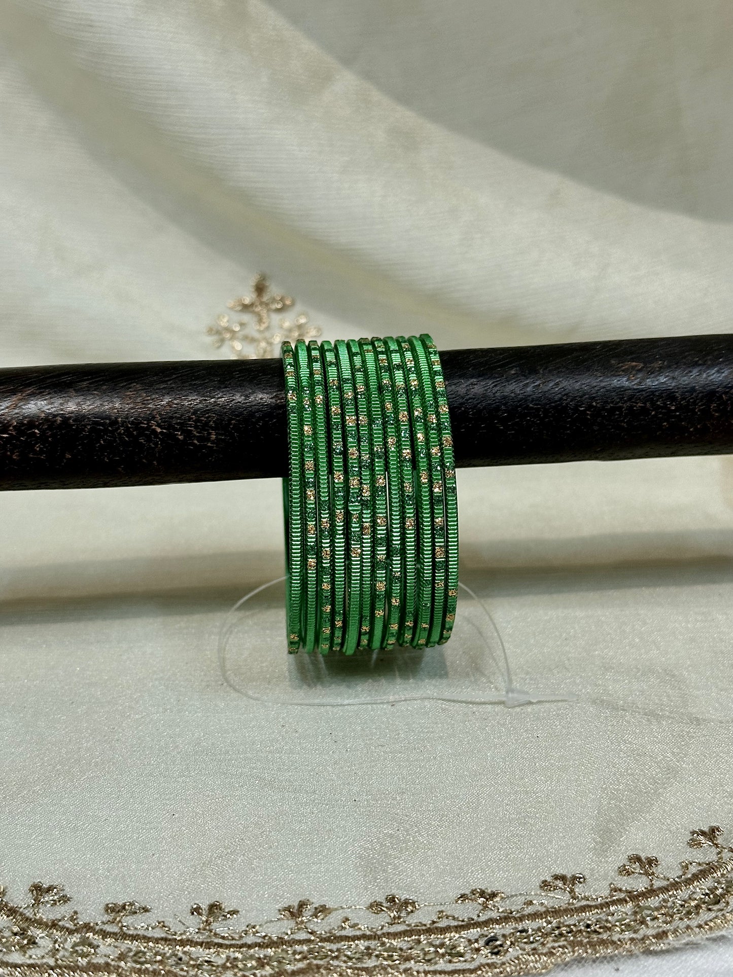 2.4 fern green metallic bangles