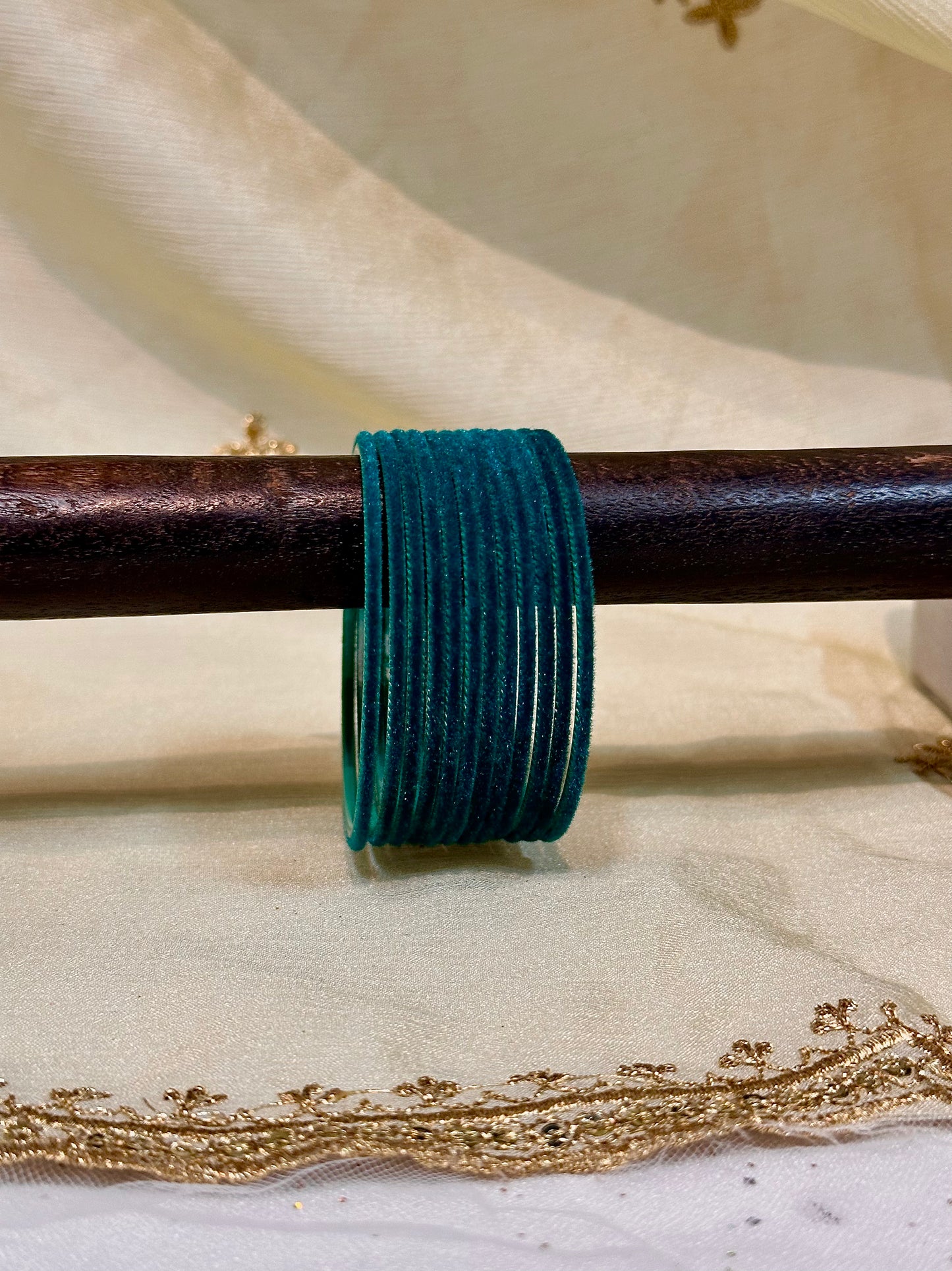 2.4 jade green velvet bangles