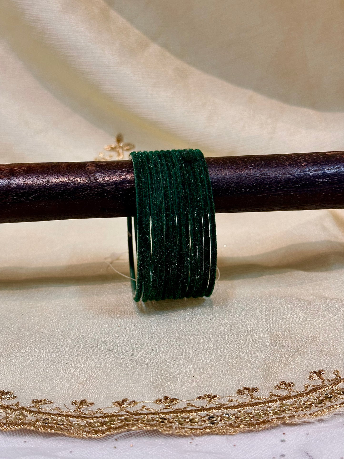 2.4 forest green velvet bangles