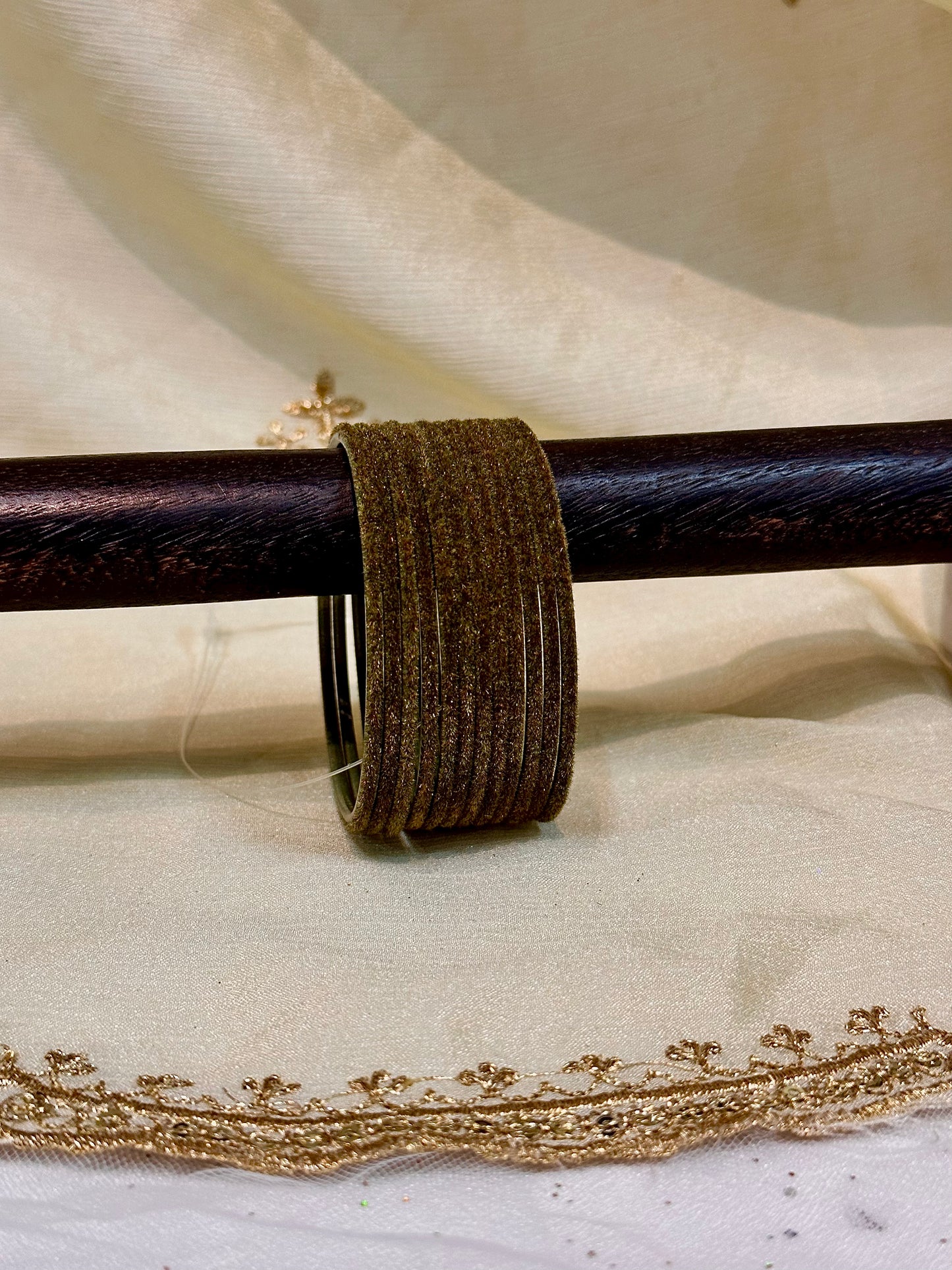 2.4 pine green velvet bangles