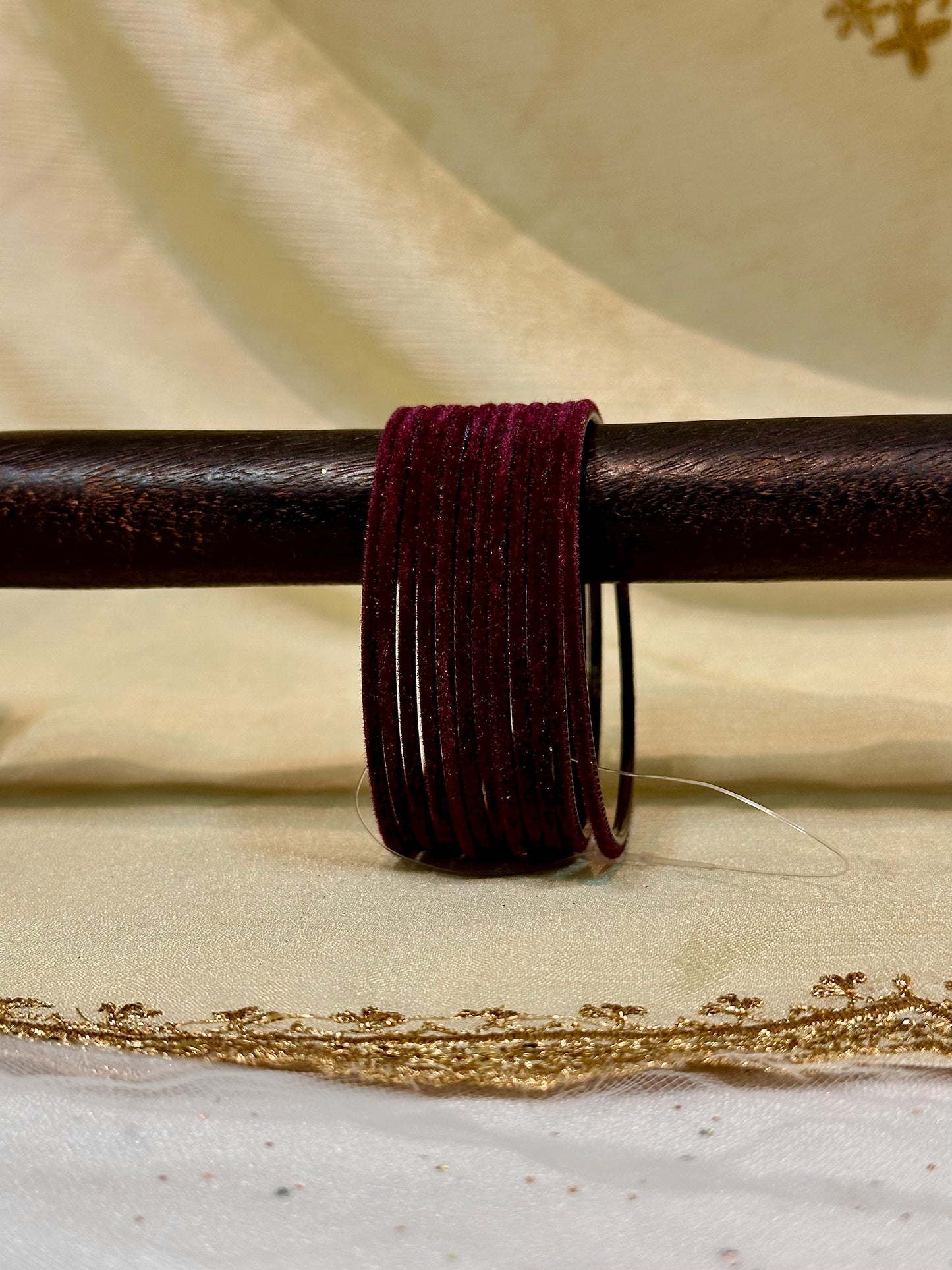 2.6 dark maroon velvet bangles