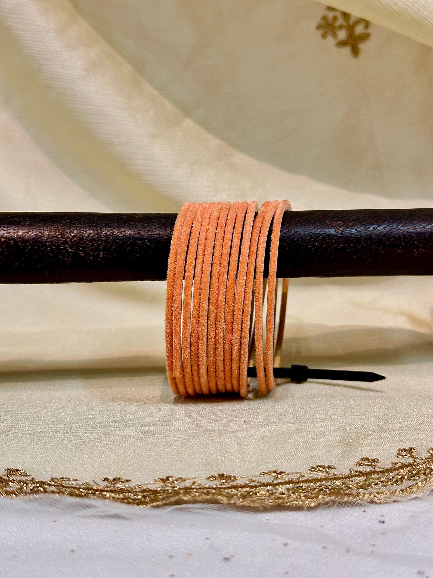 2.6 creamy peach velvet bangles