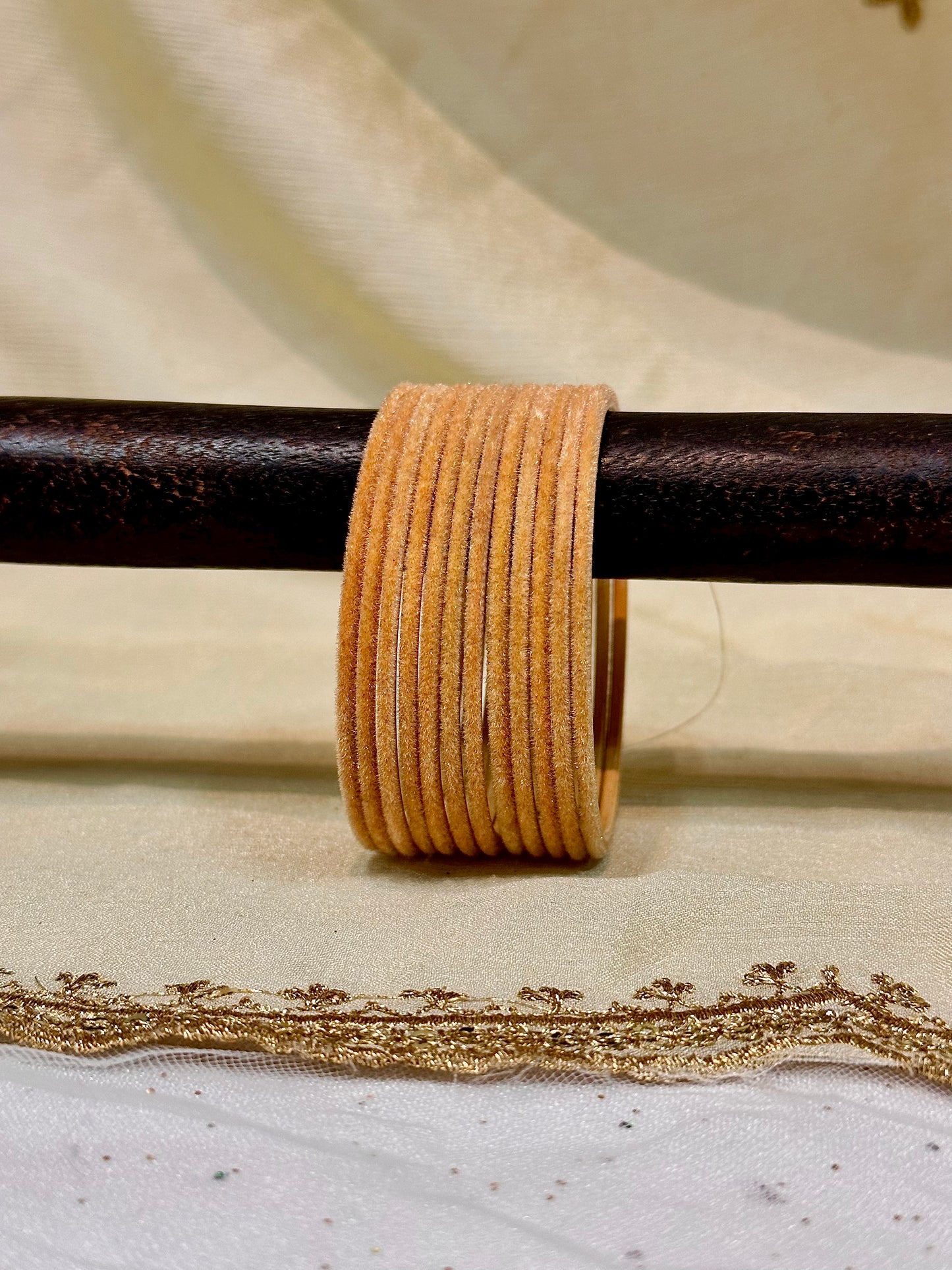 2.6 crayola peach velvet bangles