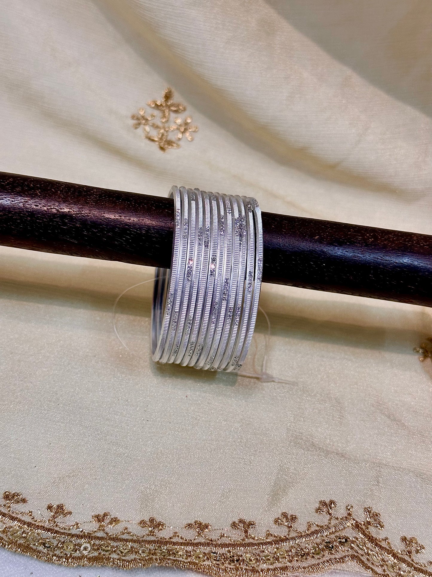 2.6 white shimmer bangles