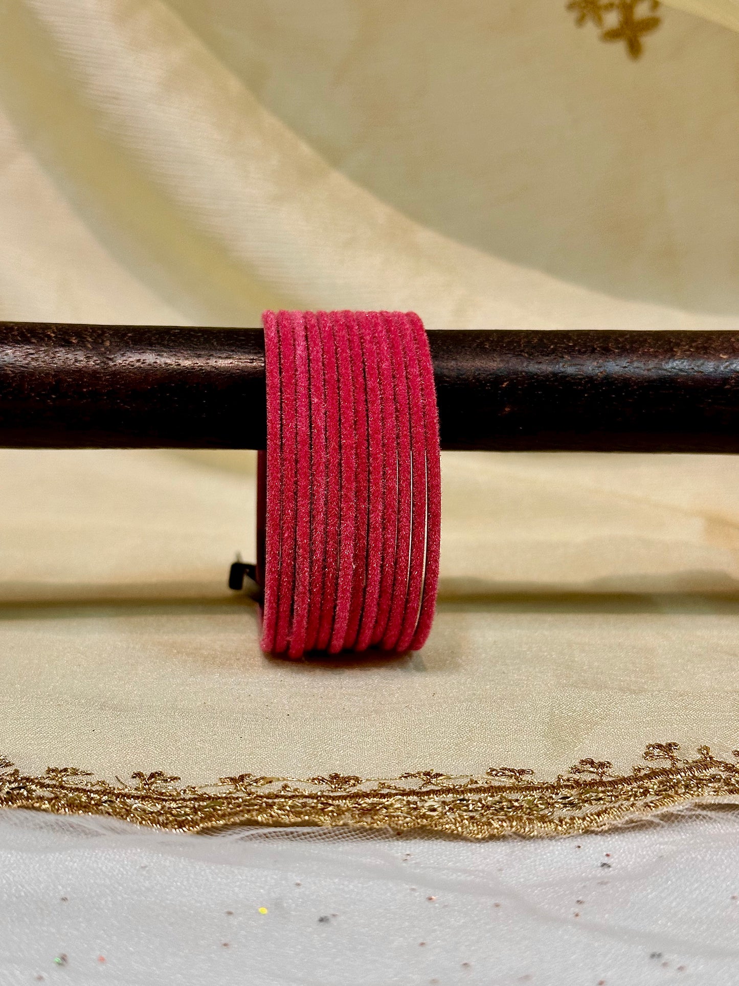 2.6 punch pink velvet bangles