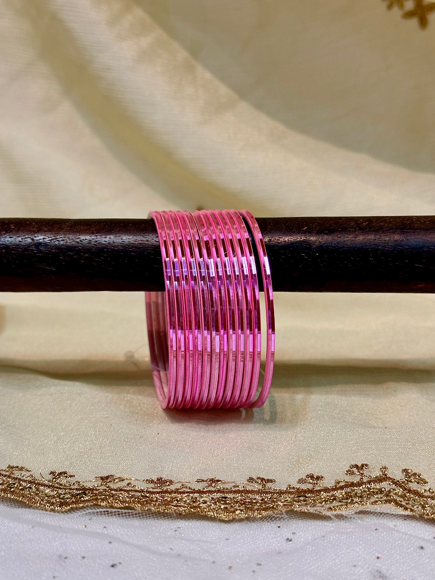 2.6 bubblegum pink metallic bangles