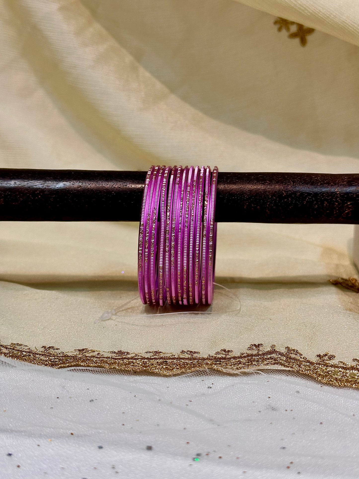 2.6 rose pink shimmer metallic bangles