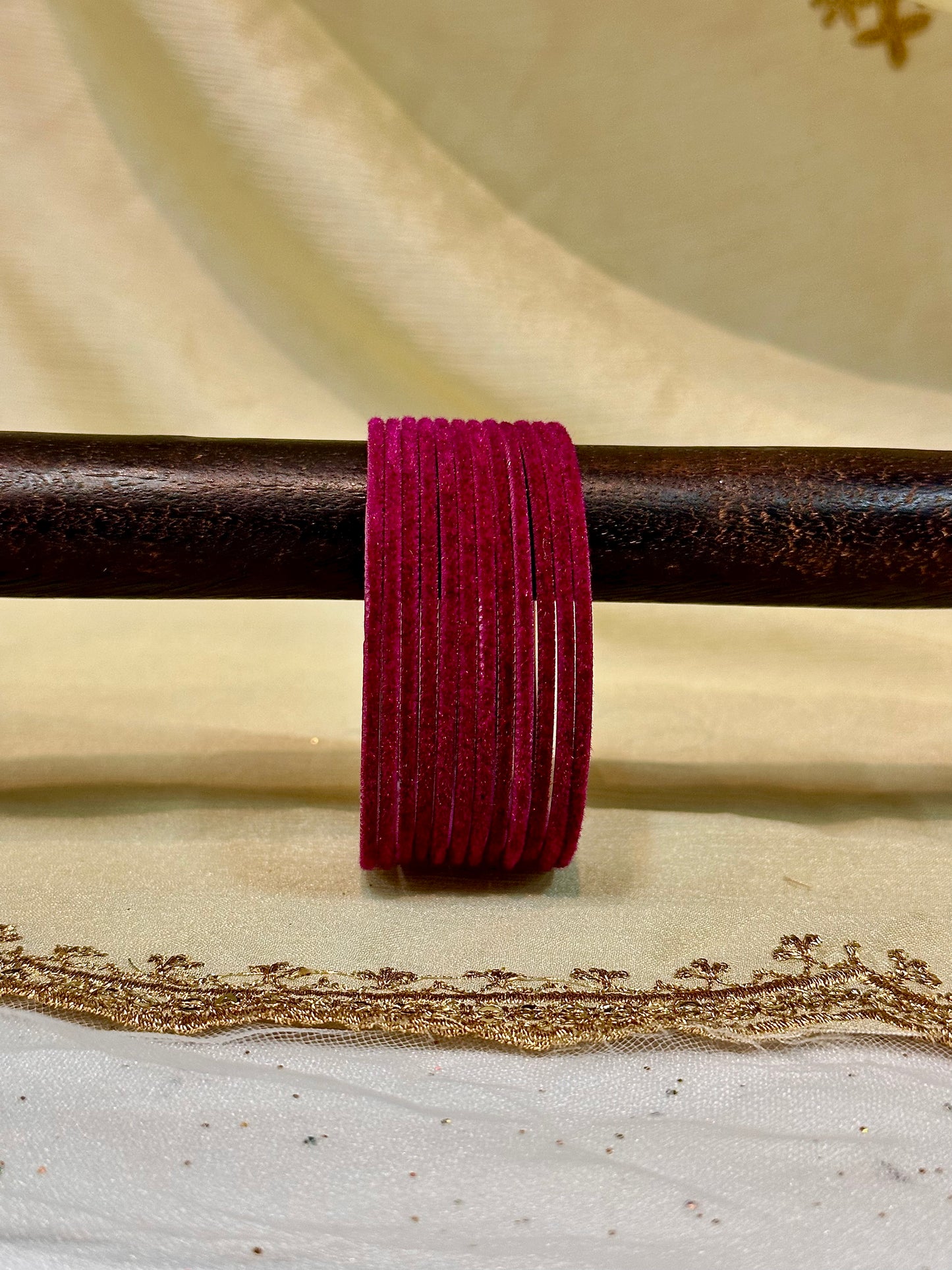 2.6 deep carnation pink velvet bangles