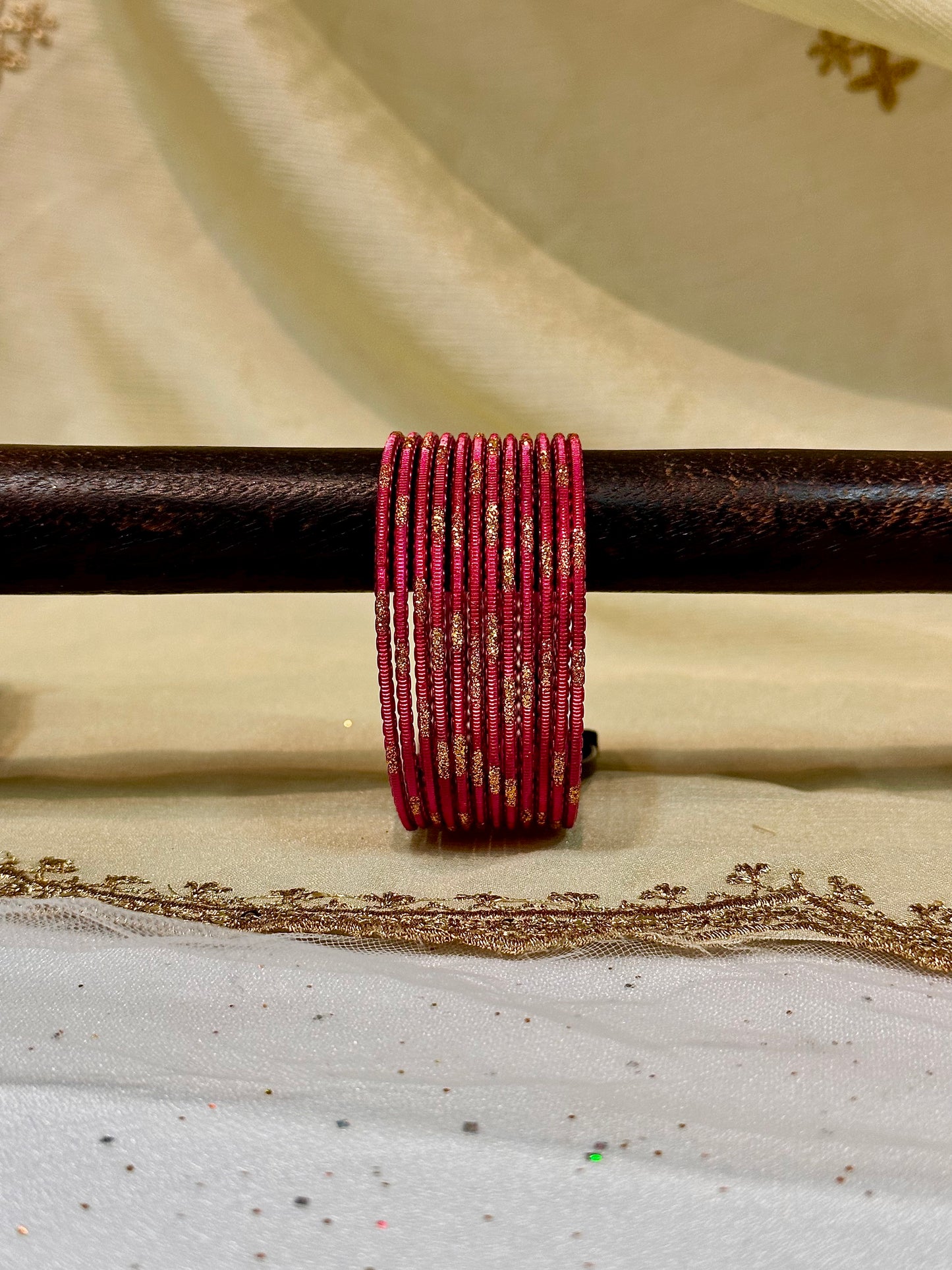 2.6 wild hibiscus pink shimmer bangles