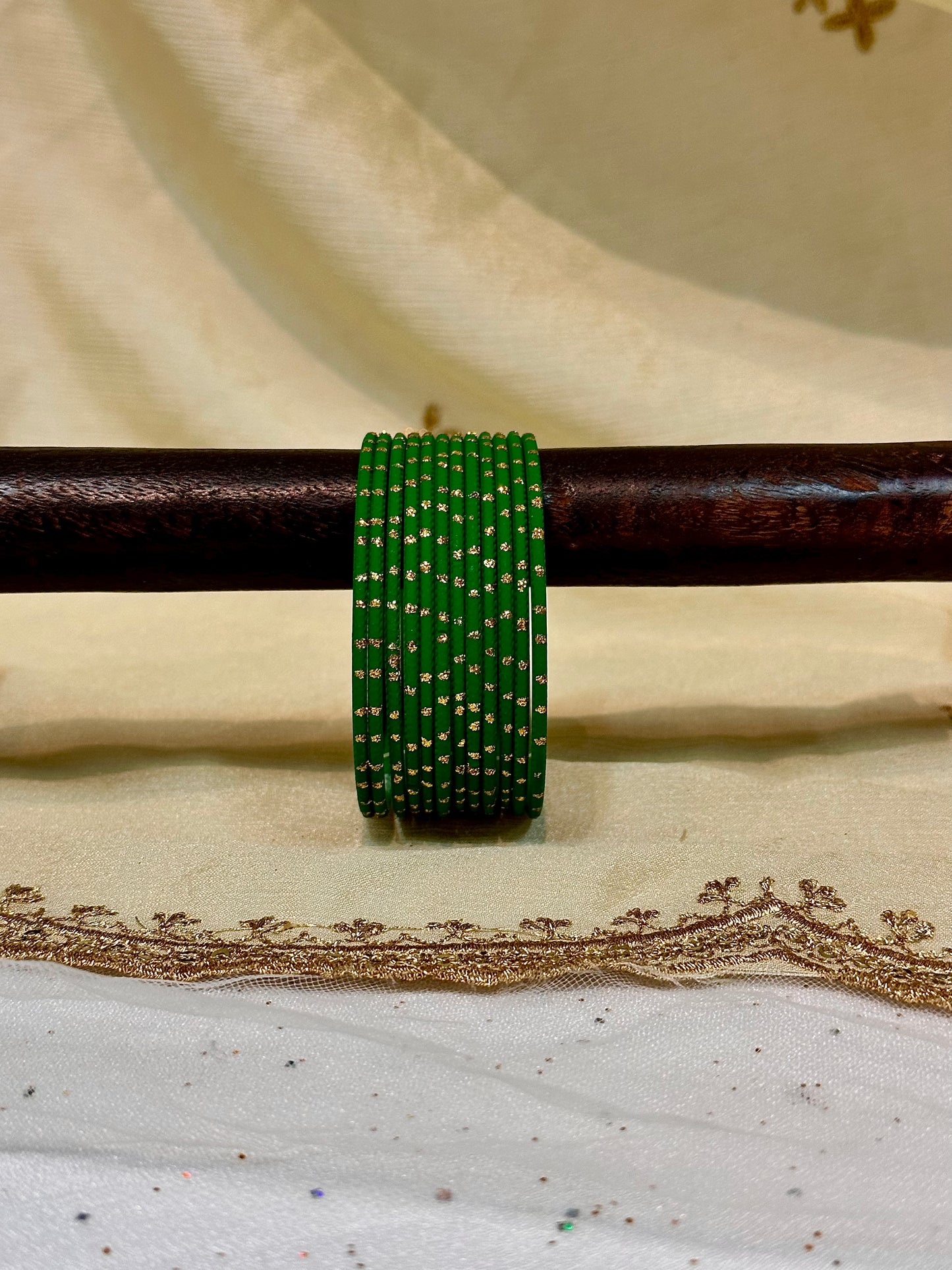 2.6 dark green shimmer bangles