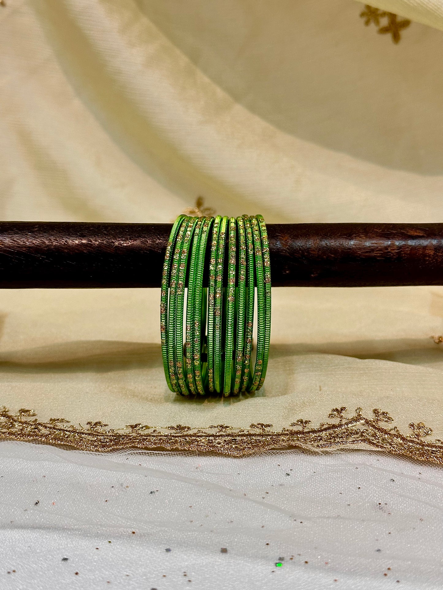 2.6 pistachio green shimmer bangles