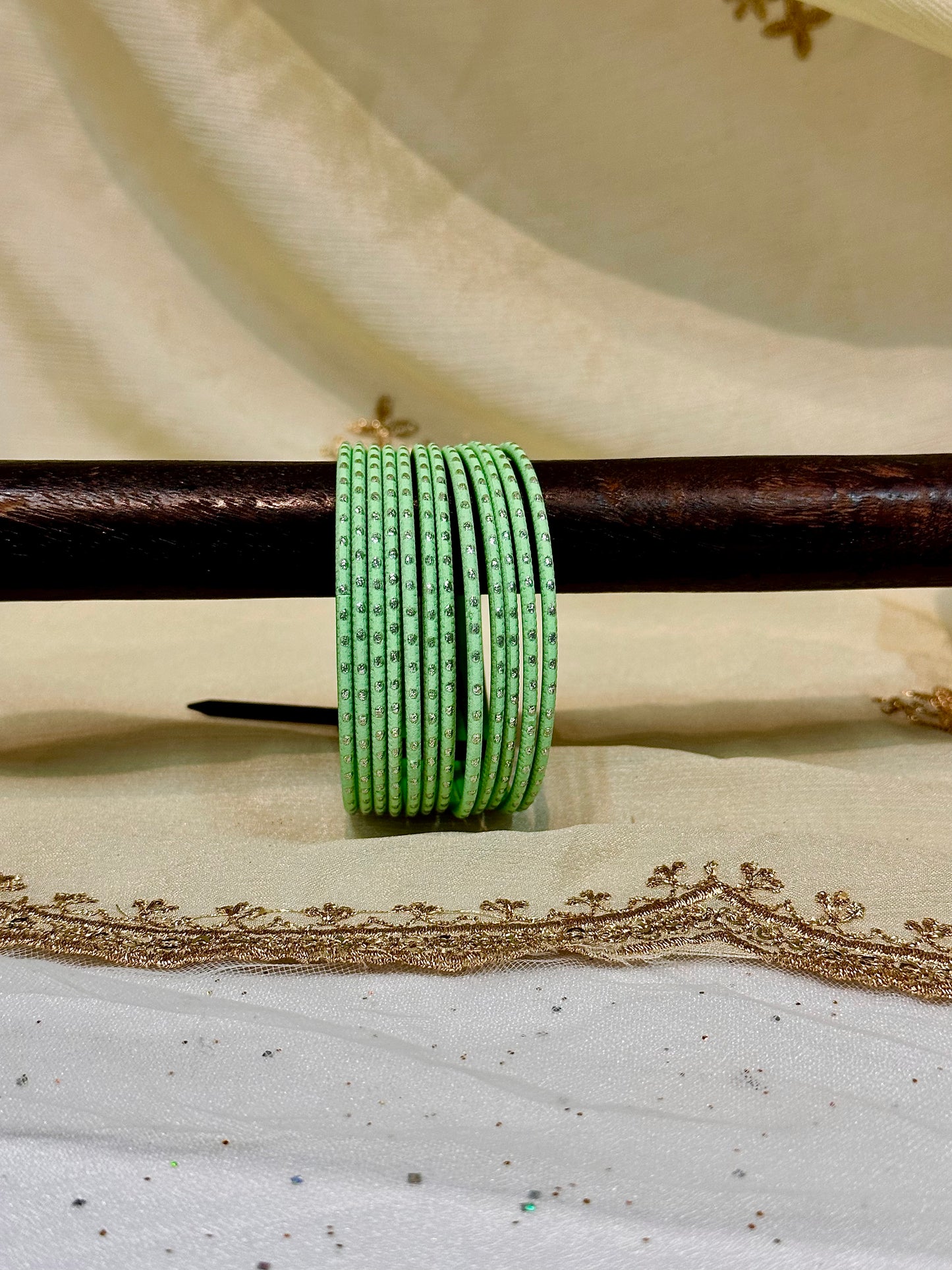 2.6 mint green shimmer bangles