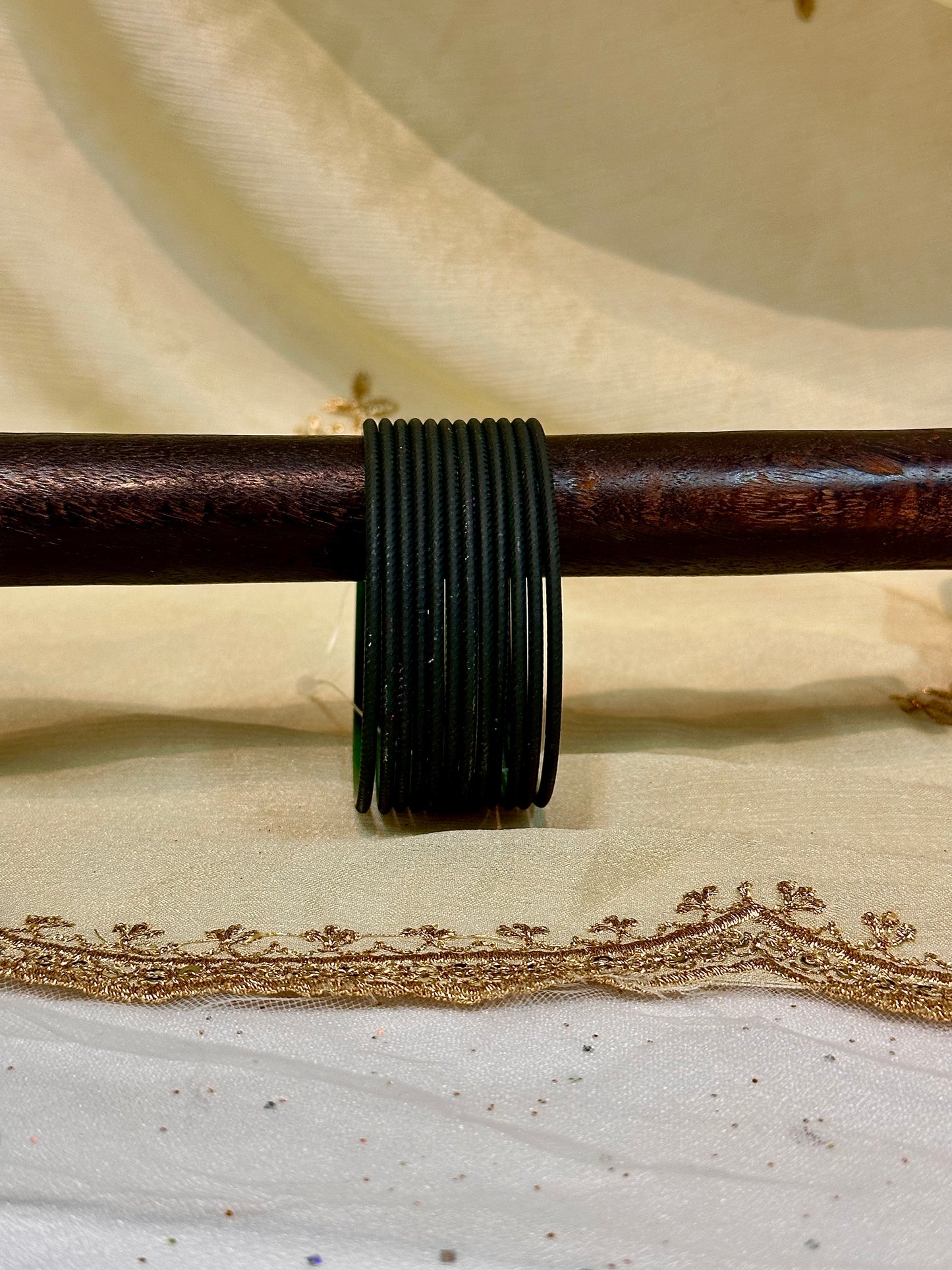 2.6 dark green velvet bangles