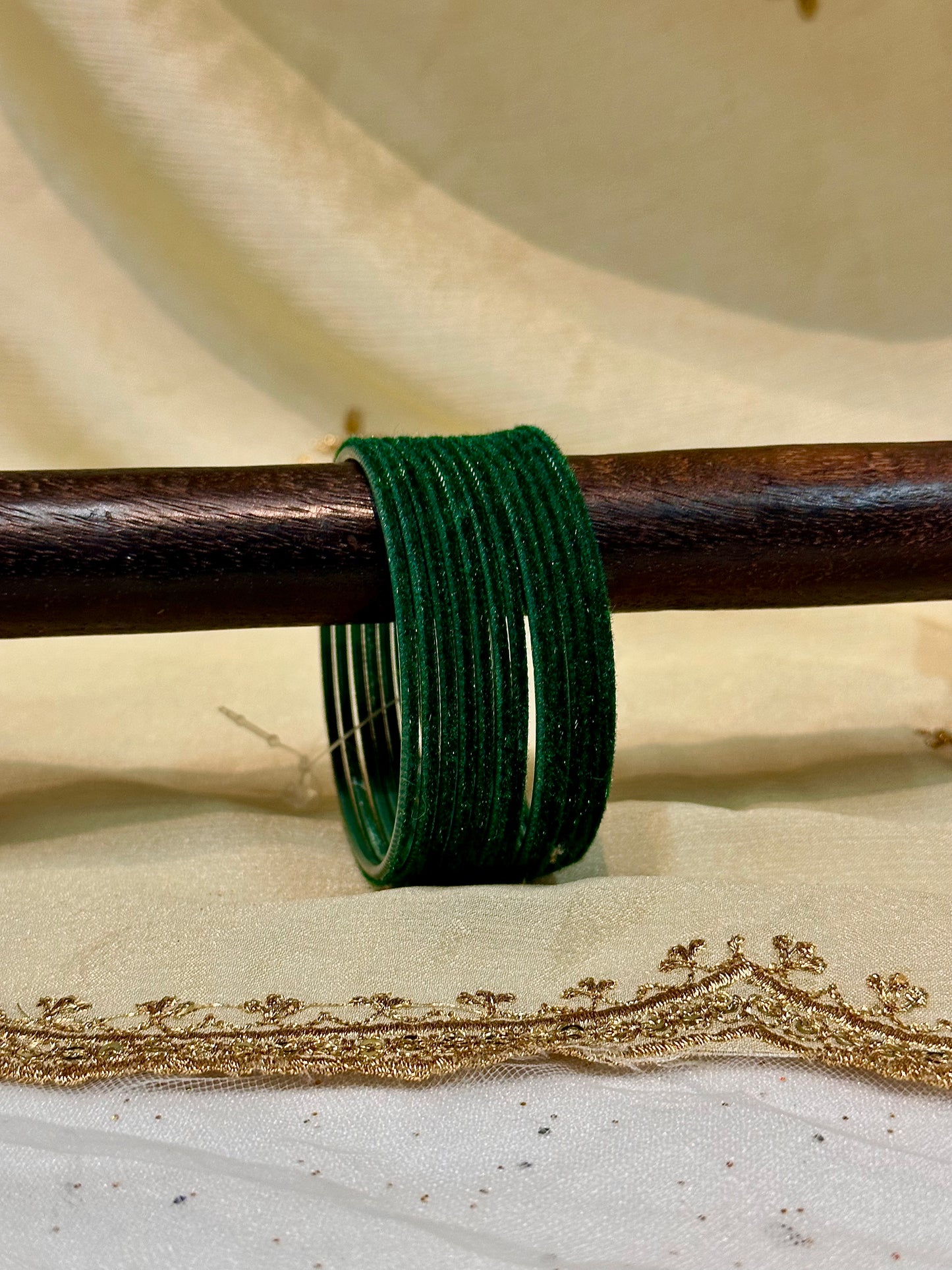 2.6 bottle green velvet bangles