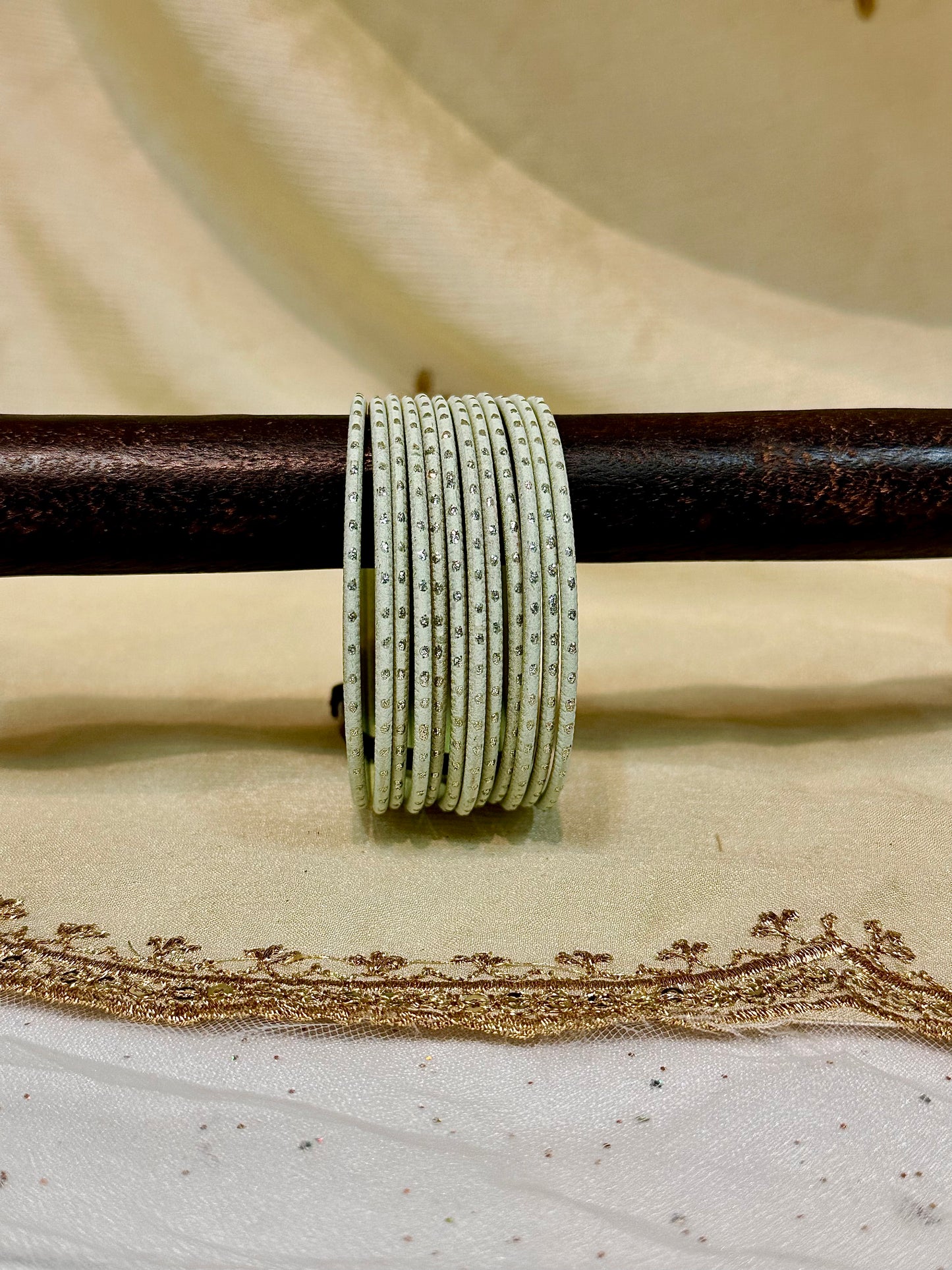 2.6 tea green shimmer bangles