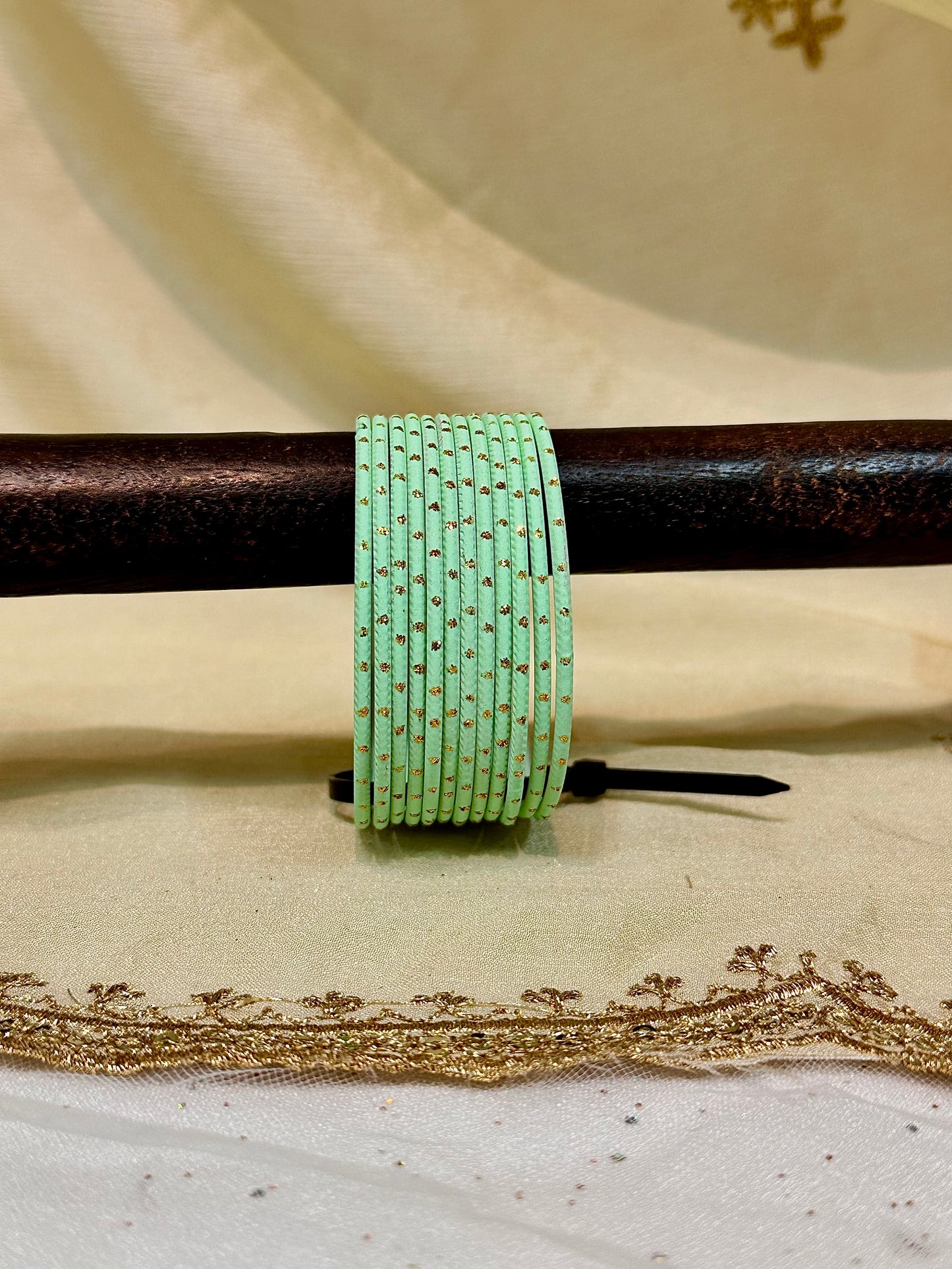 2.6 mint green shimmer bangles