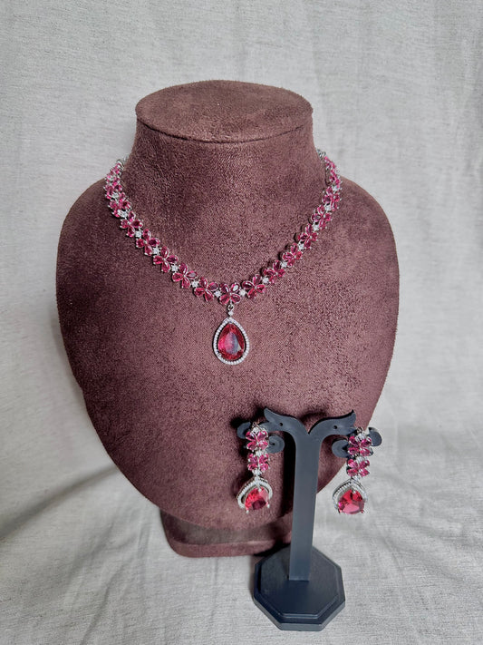 Ruby american diamond neck piece
