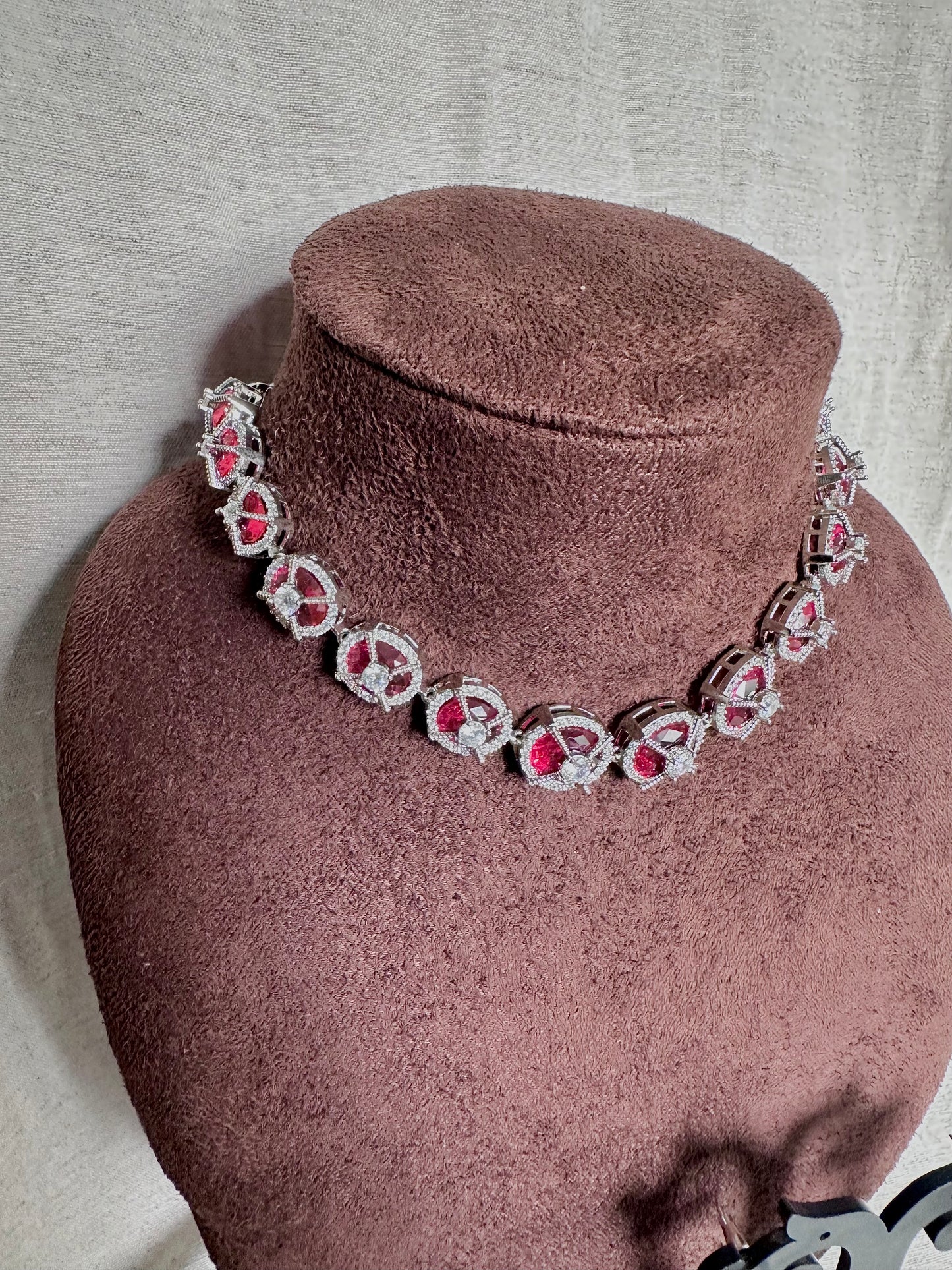 Ruby silver choker set