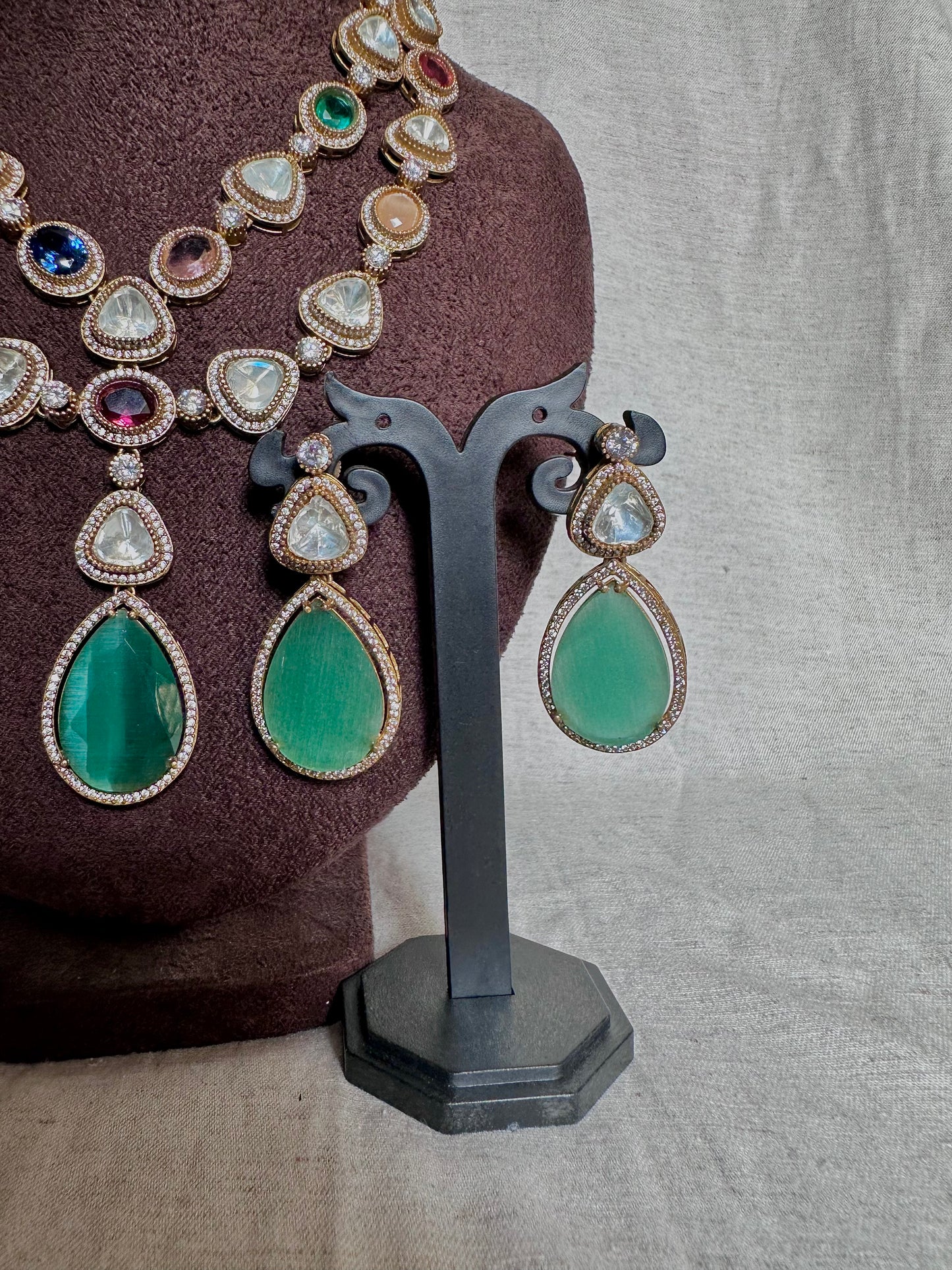 Premium double layer kundan long chain set