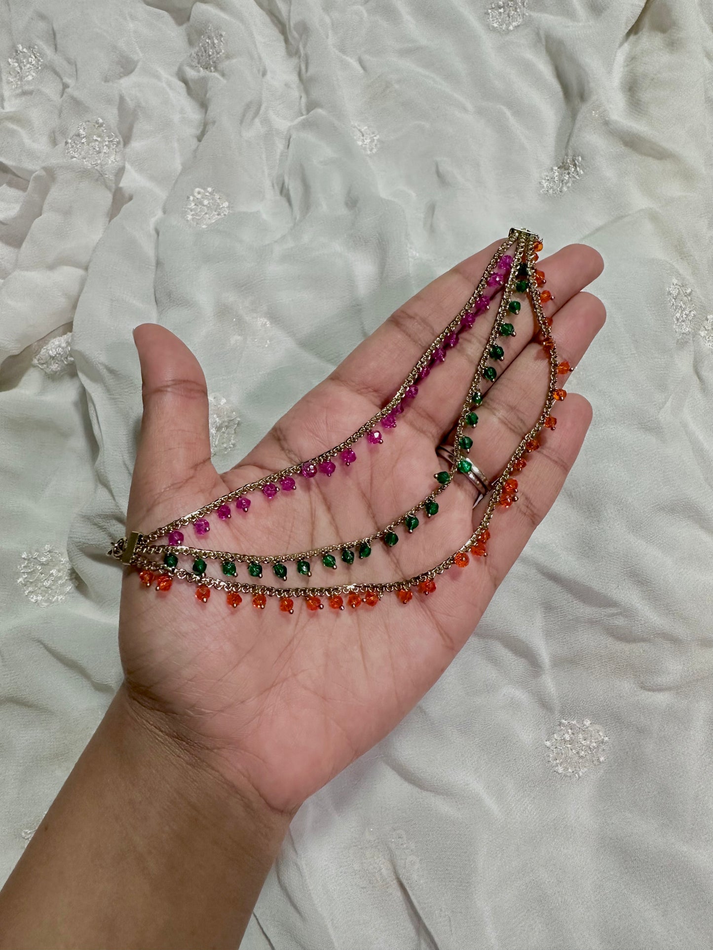 3 layer multicolor earrings chain