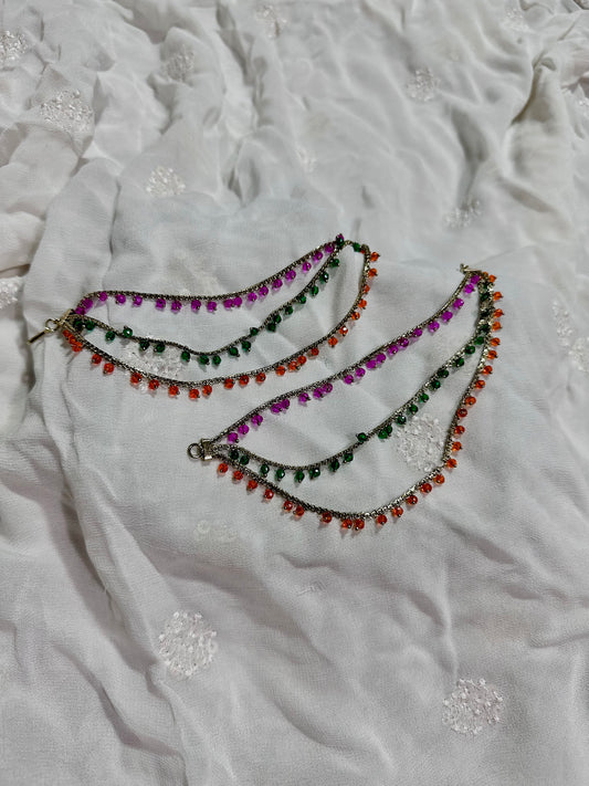 3 layer multicolor earrings chain